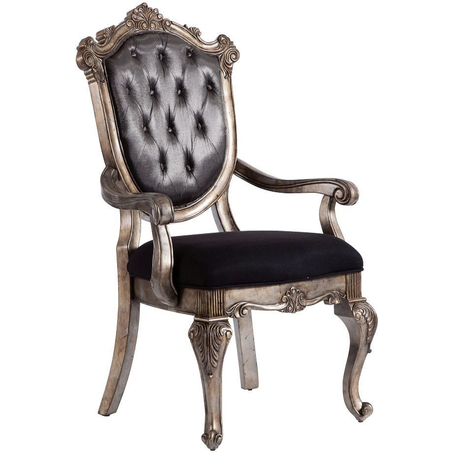 Silver Grey And Antique Platinum Tufted Arm Chair (Set Of 2)