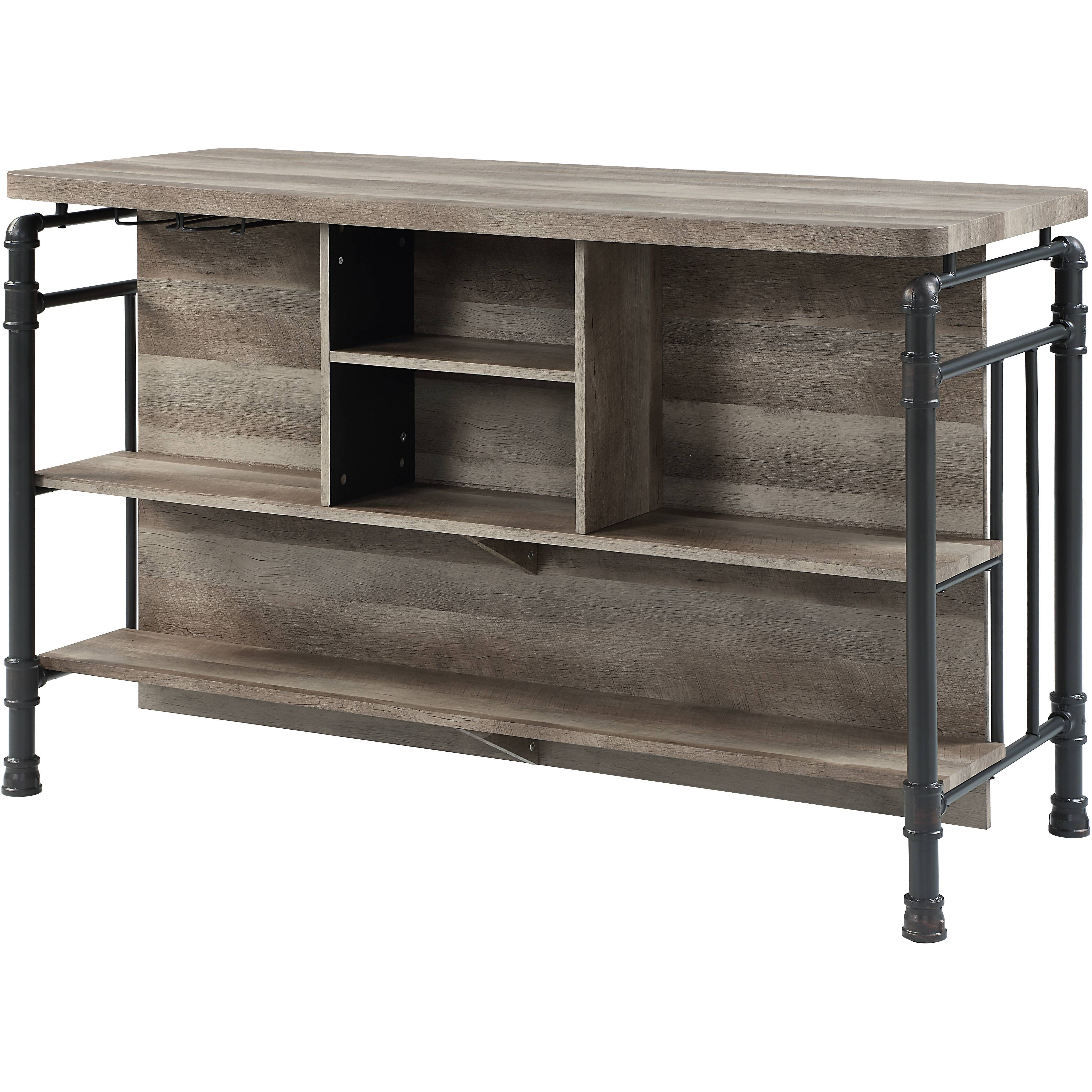 Antique Oak And Sandy Grey 5-Shelf Kitchen Island