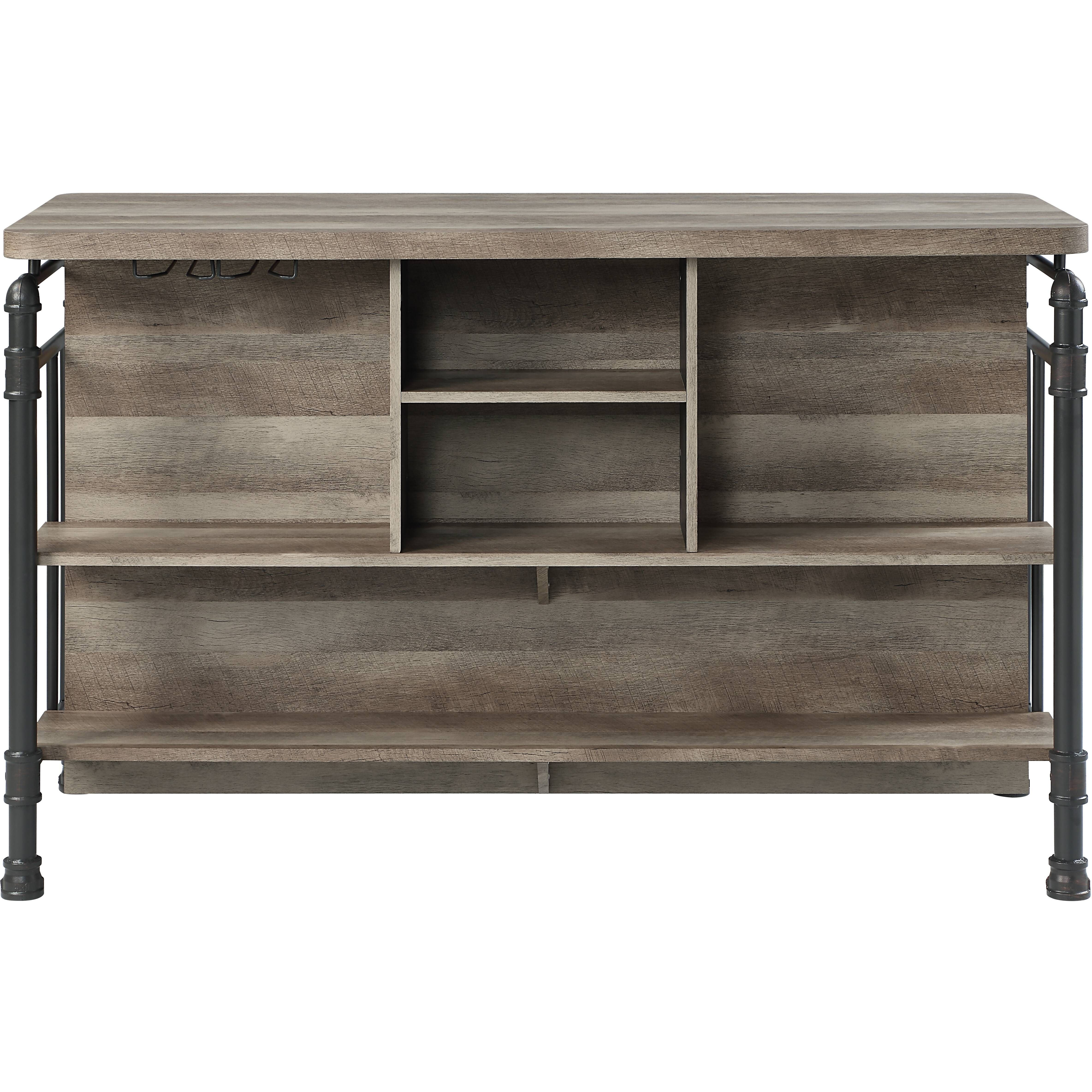 Antique Oak And Sandy Grey 5-Shelf Kitchen Island