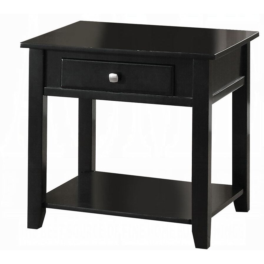 Black End Table With Bottom Shelf