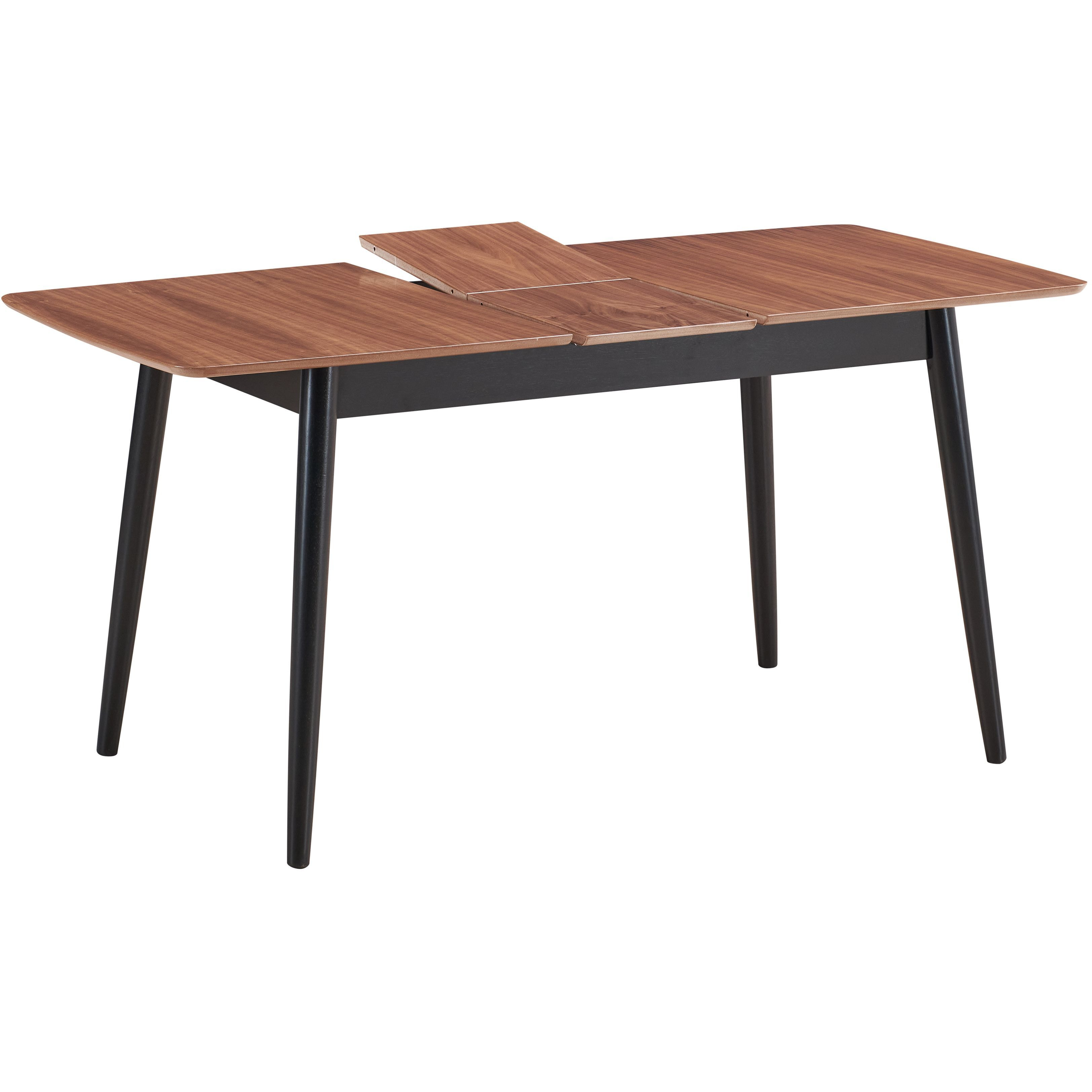 Natural And Black Dining Table With Bufferfly Extension Leaf