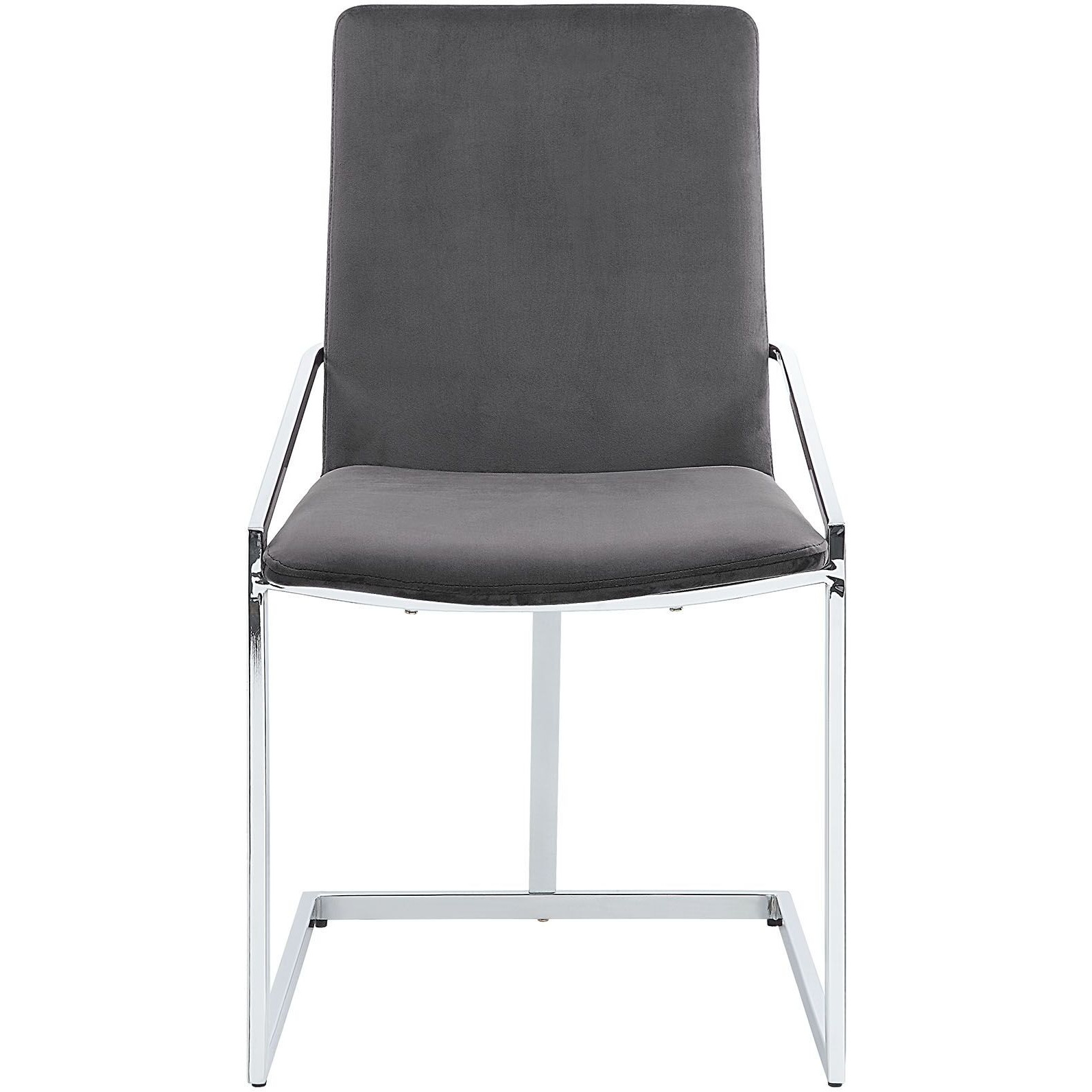 Grey And Chrome Side Chair With Metal Base (Set Of 2)