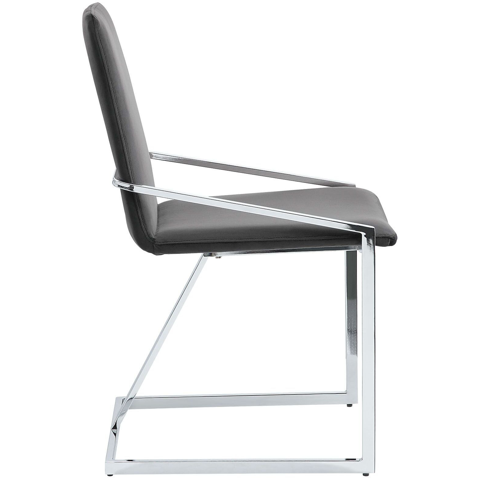 Grey And Chrome Side Chair With Metal Base (Set Of 2)