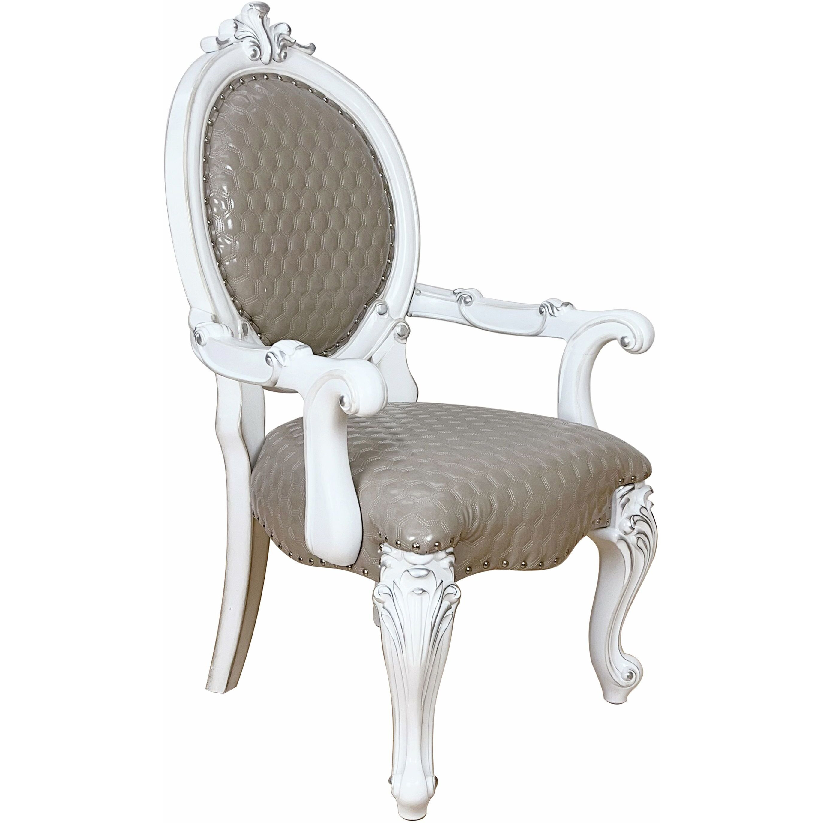 Taupe And Bone White Arm Chair With Nailhead Trim (Set Of 2)