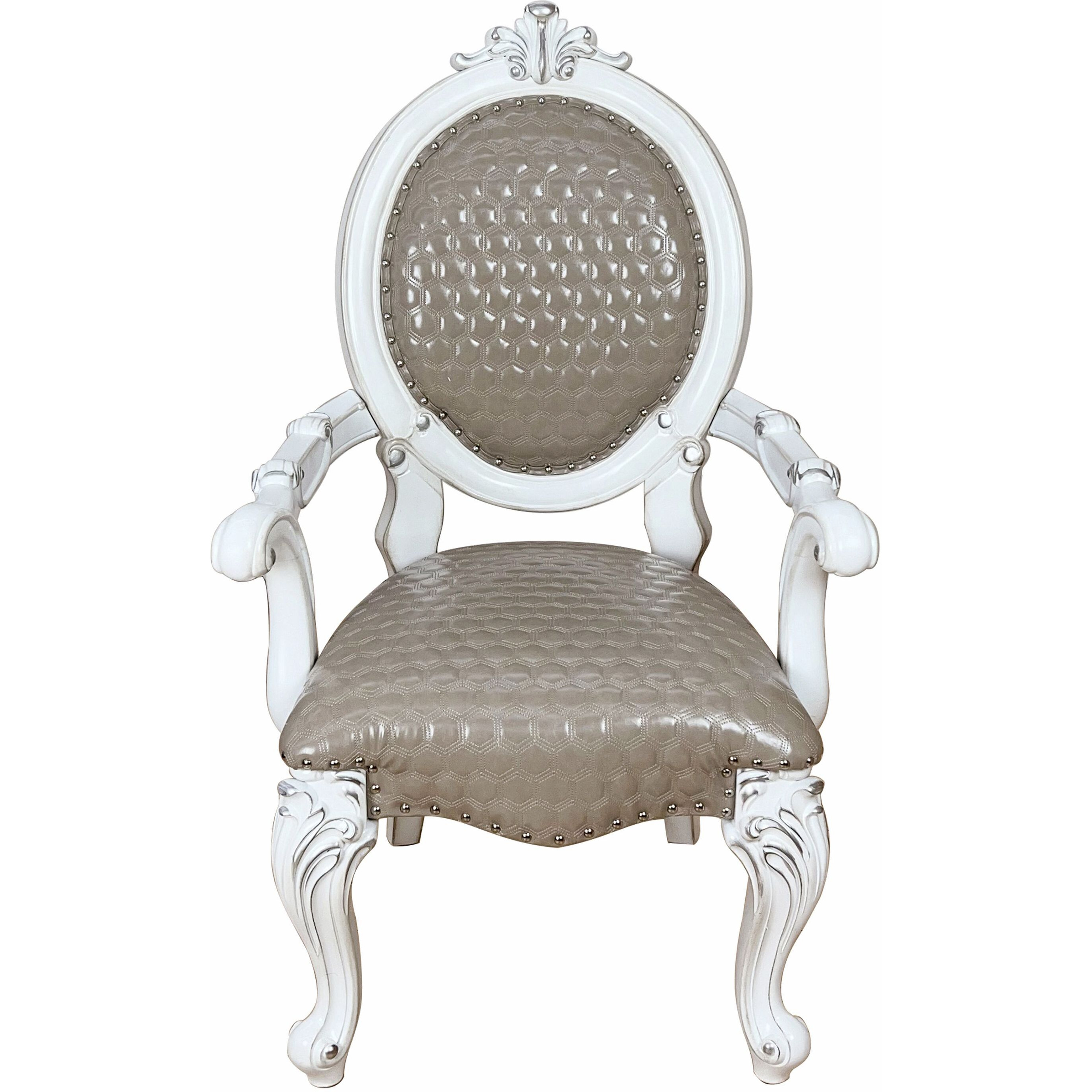 Taupe And Bone White Arm Chair With Nailhead Trim (Set Of 2)