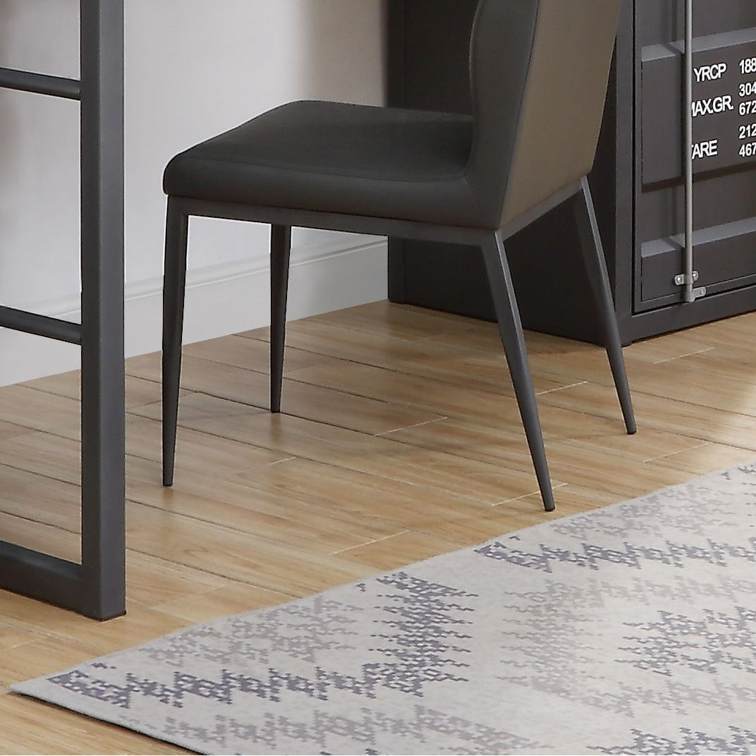 Grey And Gunmetal Chair With Metal Leg