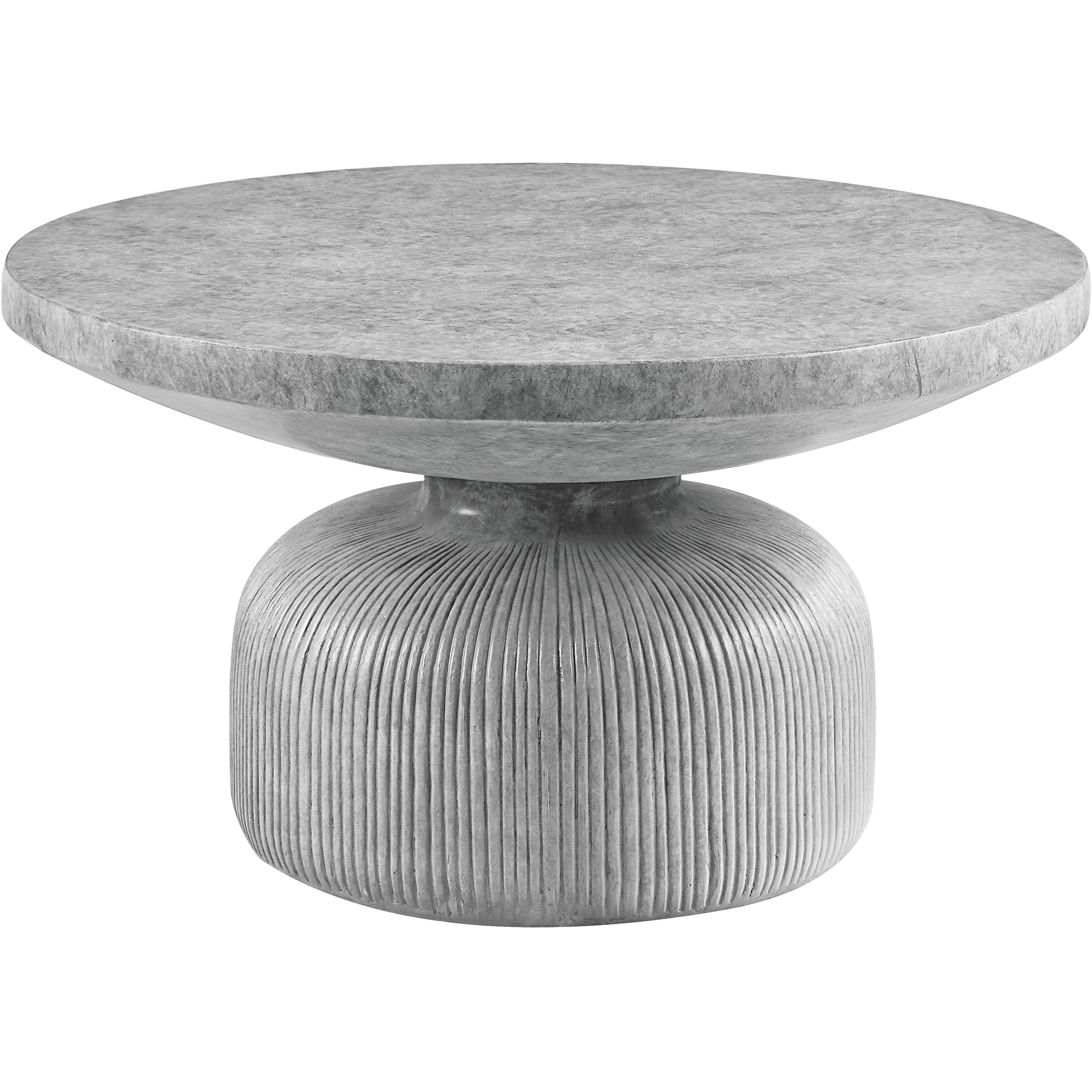 Weathered Grey Coffee Table With Round Top And Pedestal Base