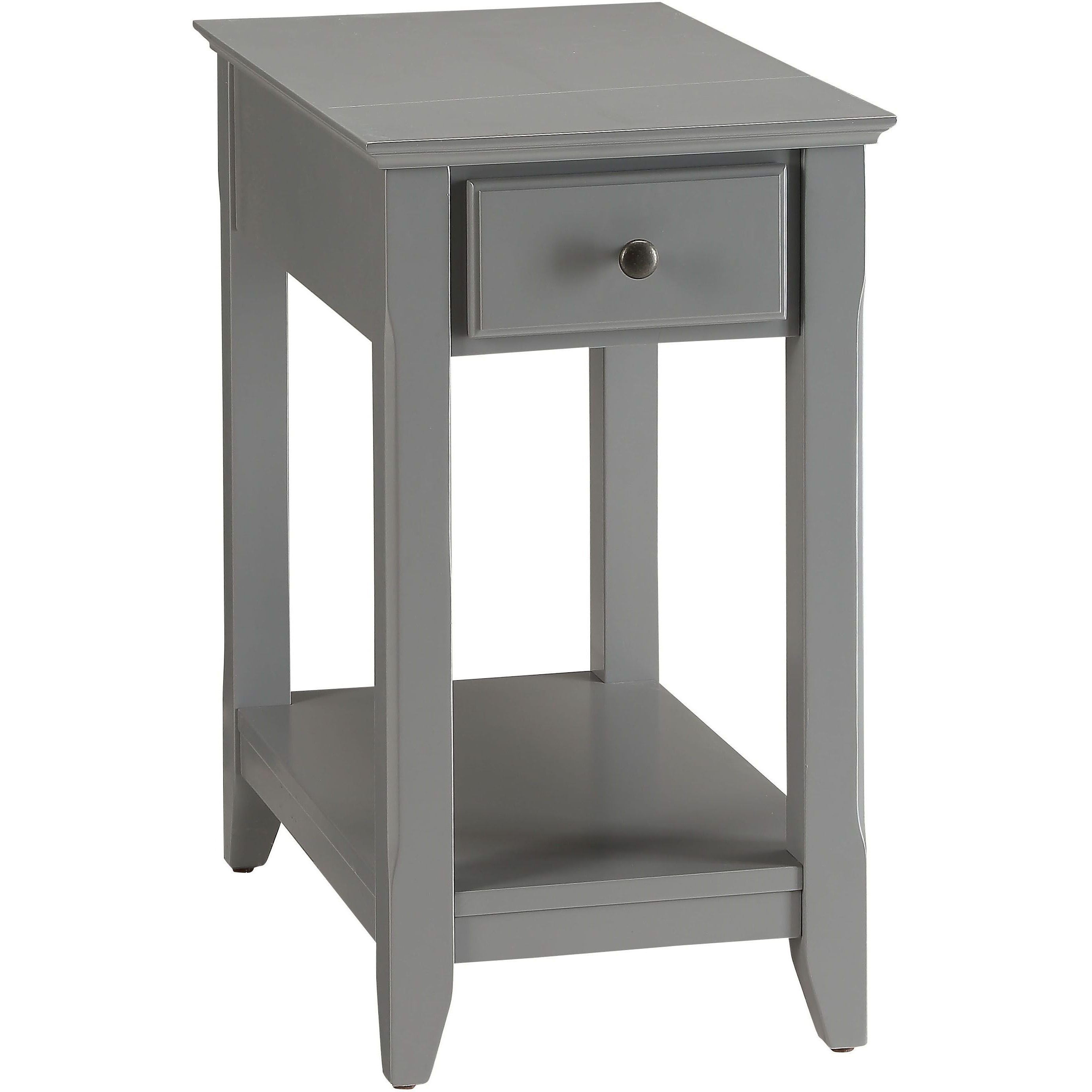 Grey Accent Table With Bottom Shelf