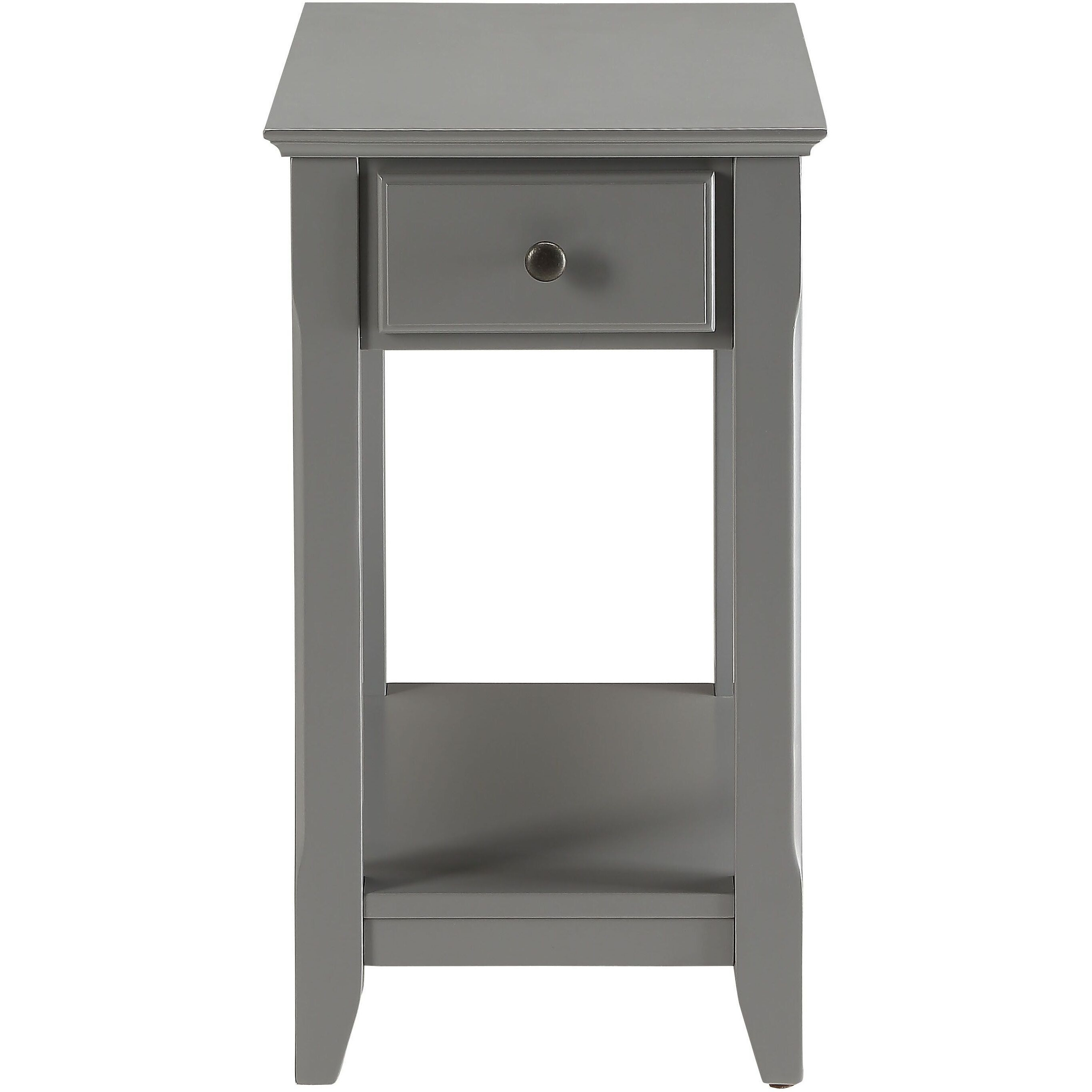 Grey Accent Table With Bottom Shelf