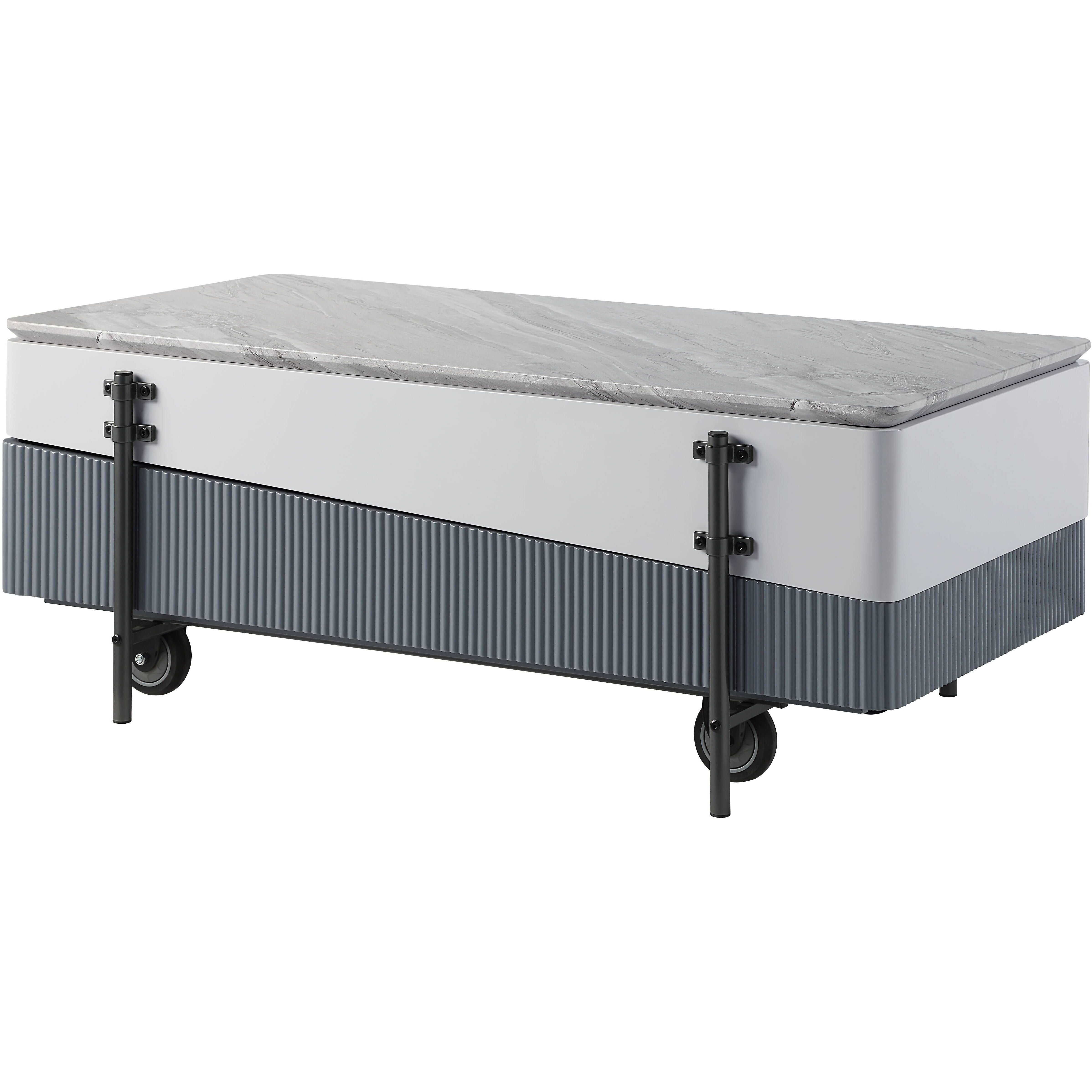 Grey And White High Gloss Coffee Table With Lift Top