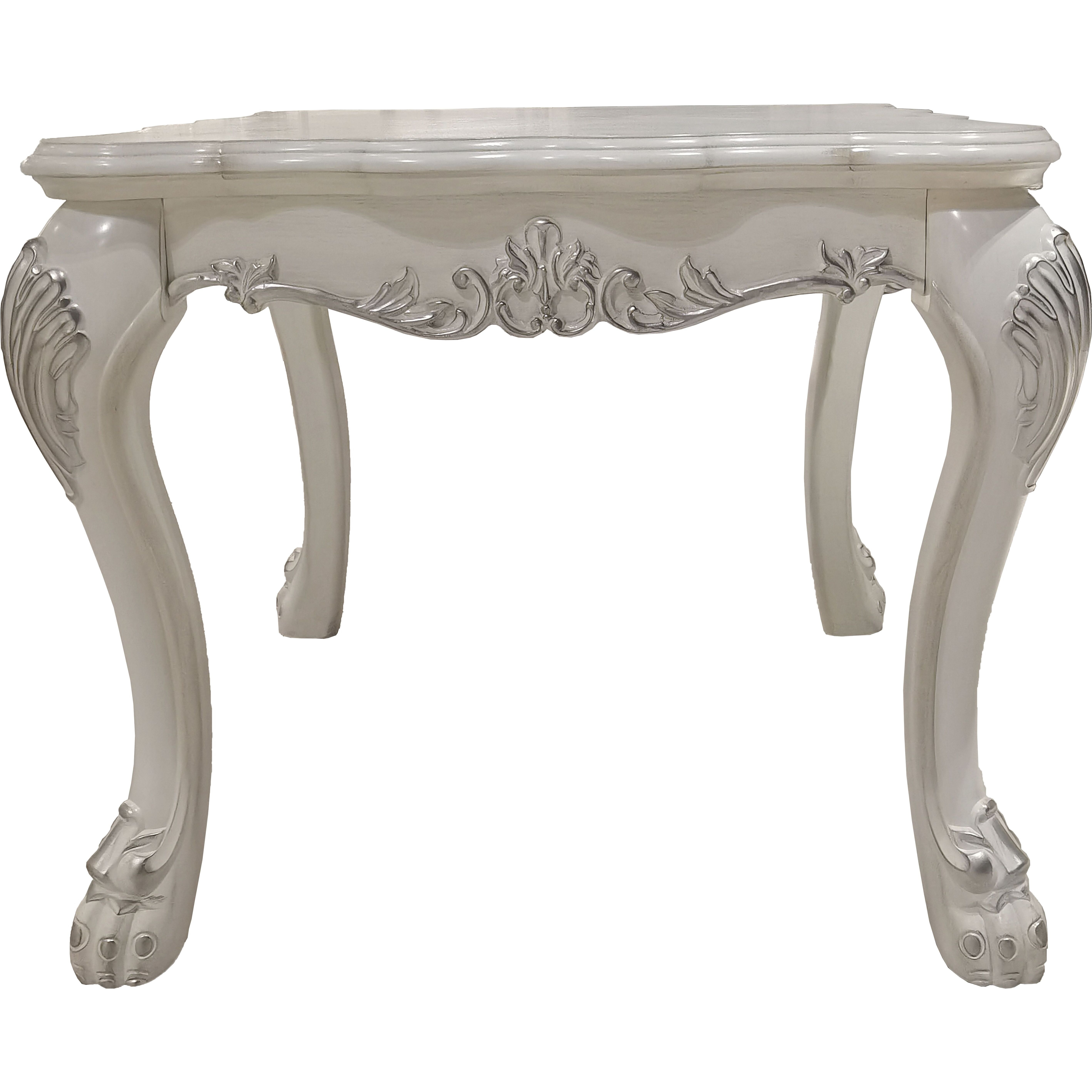 Bone White End Table With Claw Leg