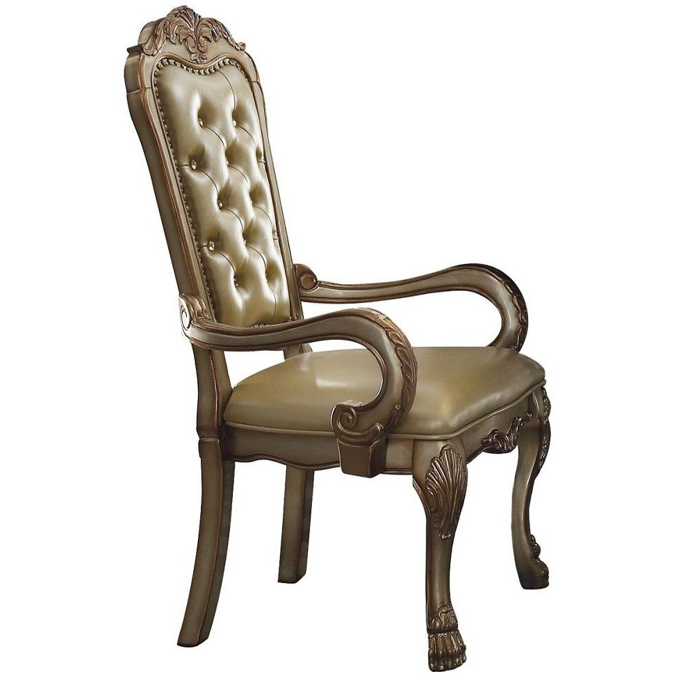 Bone And Gold Patina Tufted Arm Chair (Set Of 2)