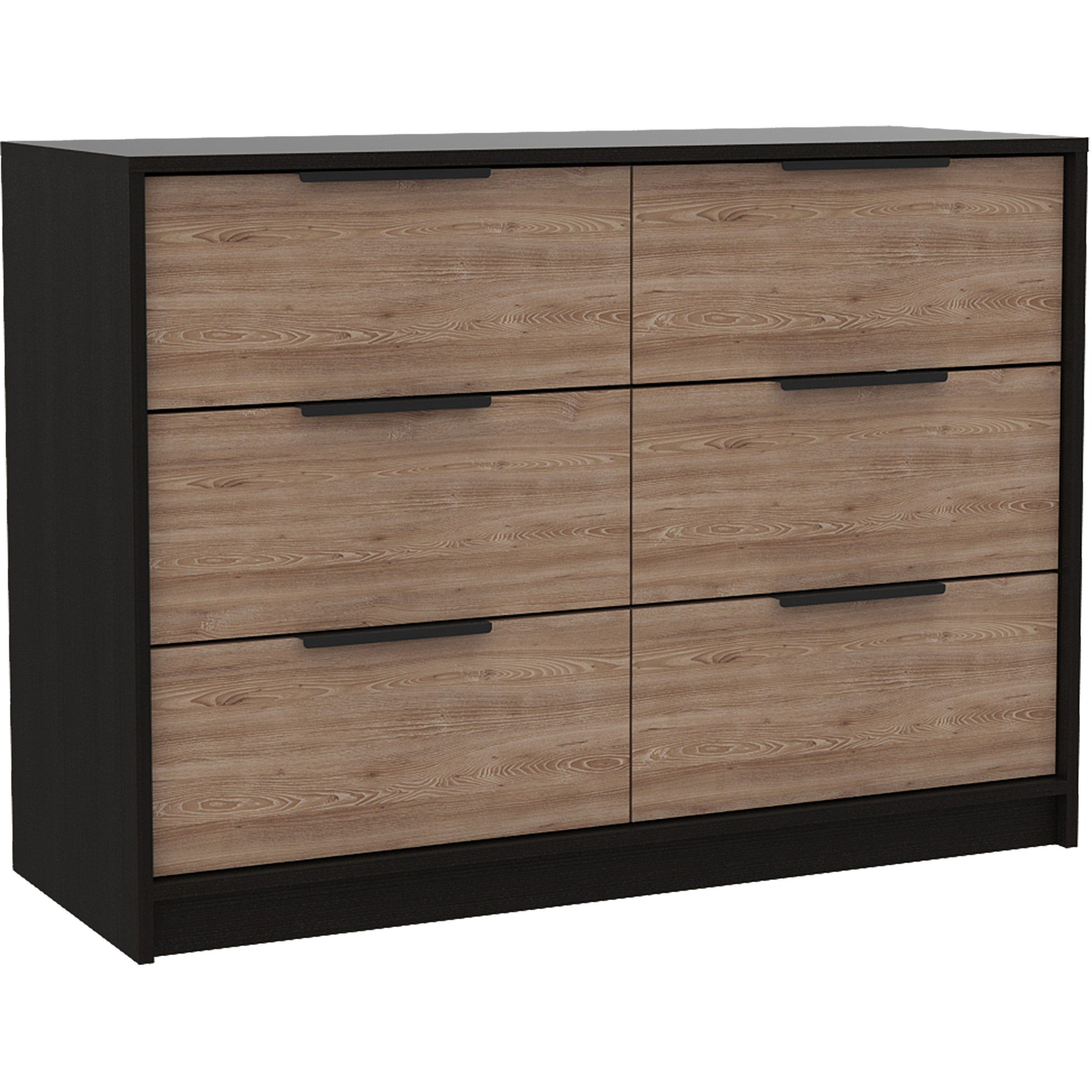 Orleans 2-Piece Bedroom Set  Nightstand And Dresser  Black And Light Oak