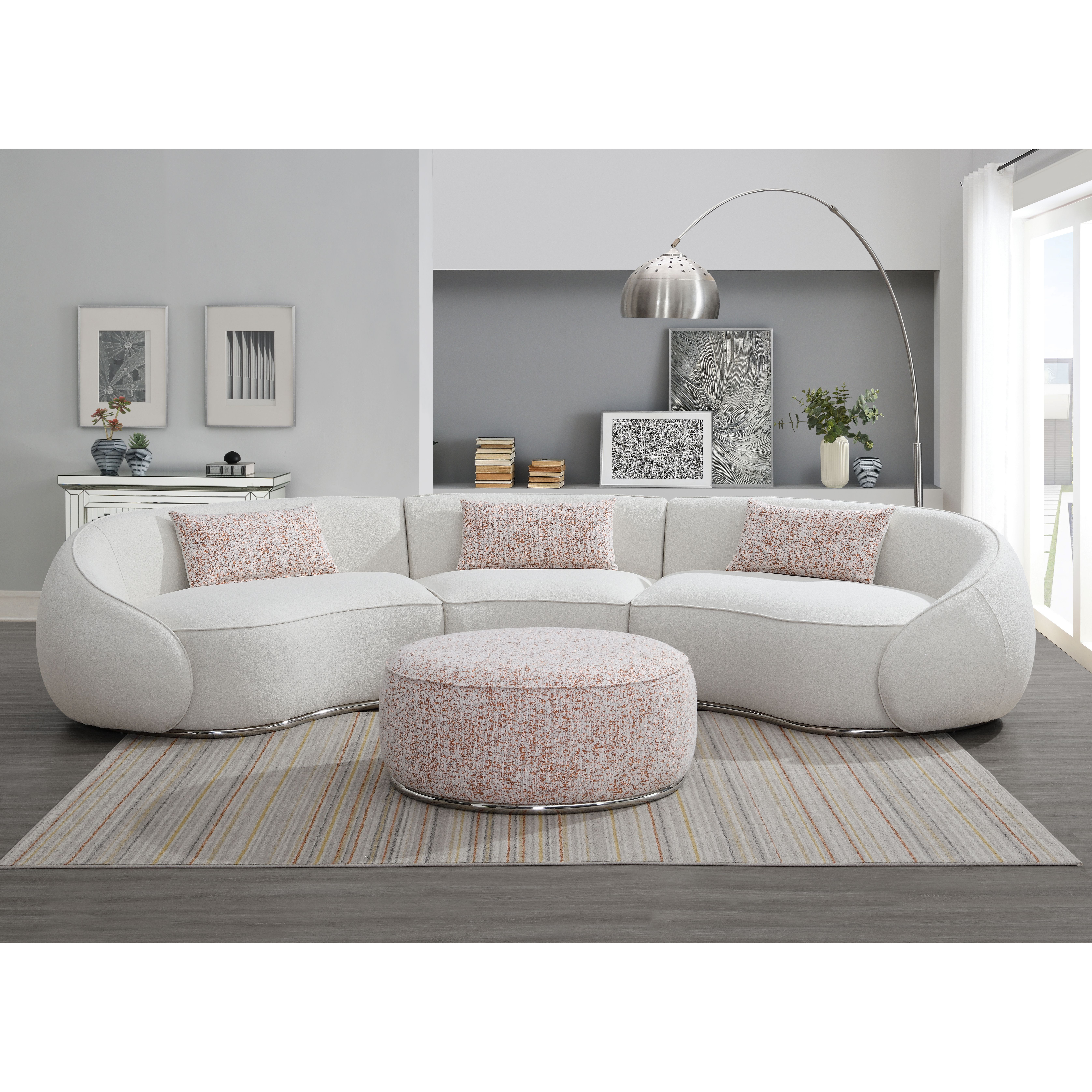 Pink Ottoman With Metal Frame