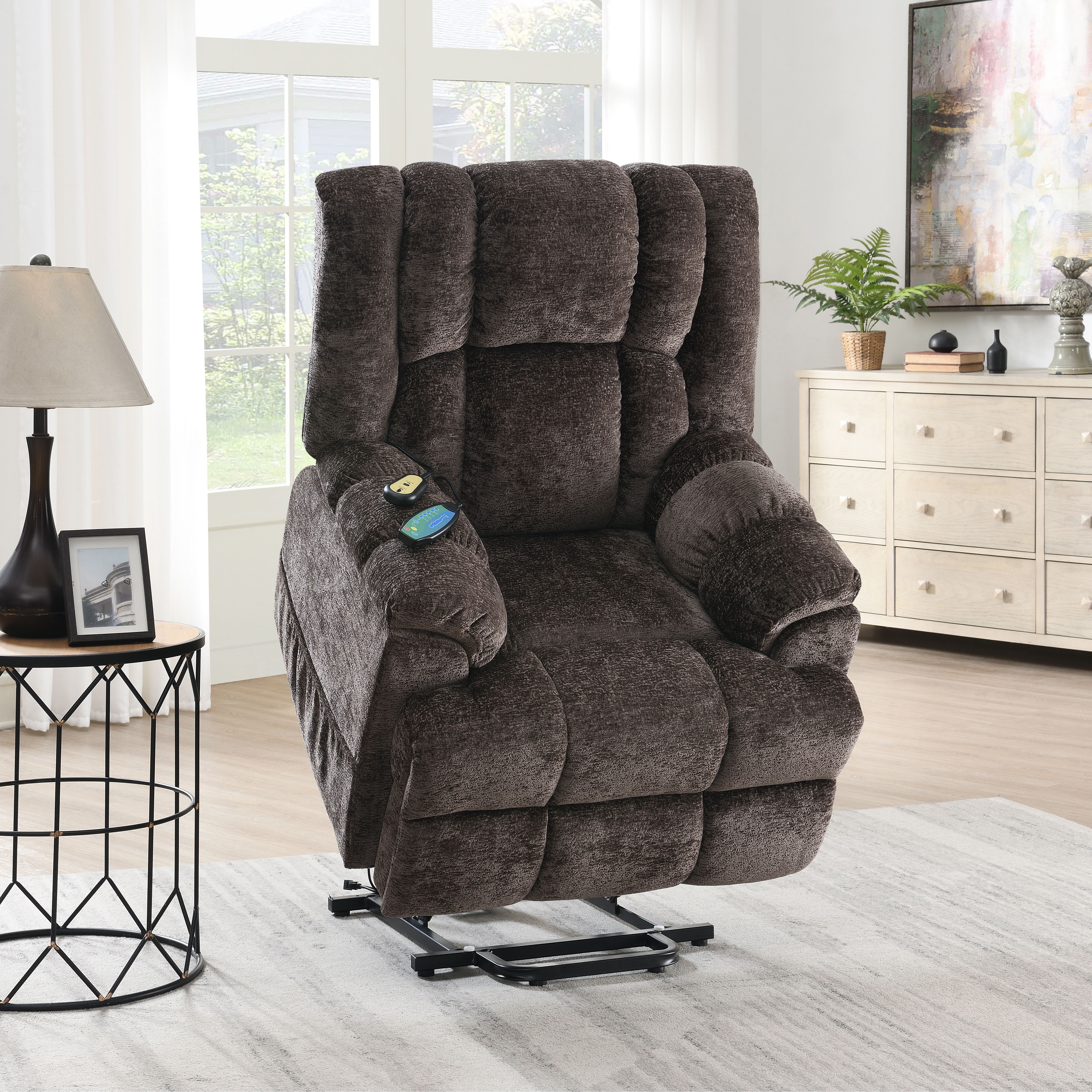 Brown Power Lift Recliner With Heating And Massage