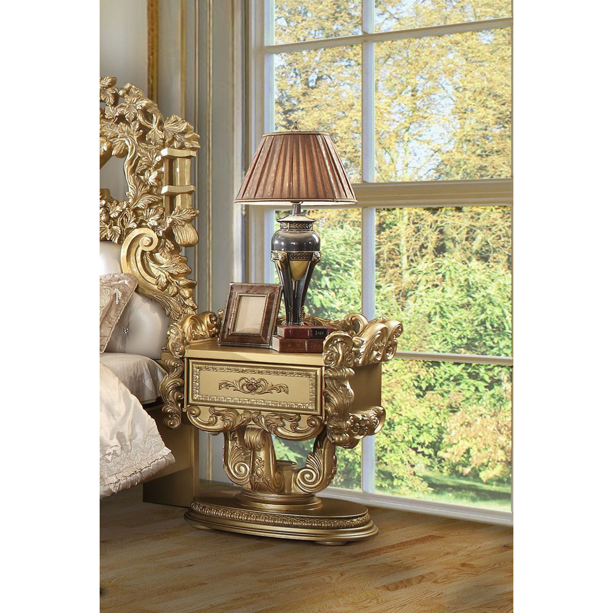 Gold 1-Drawer Nightstand