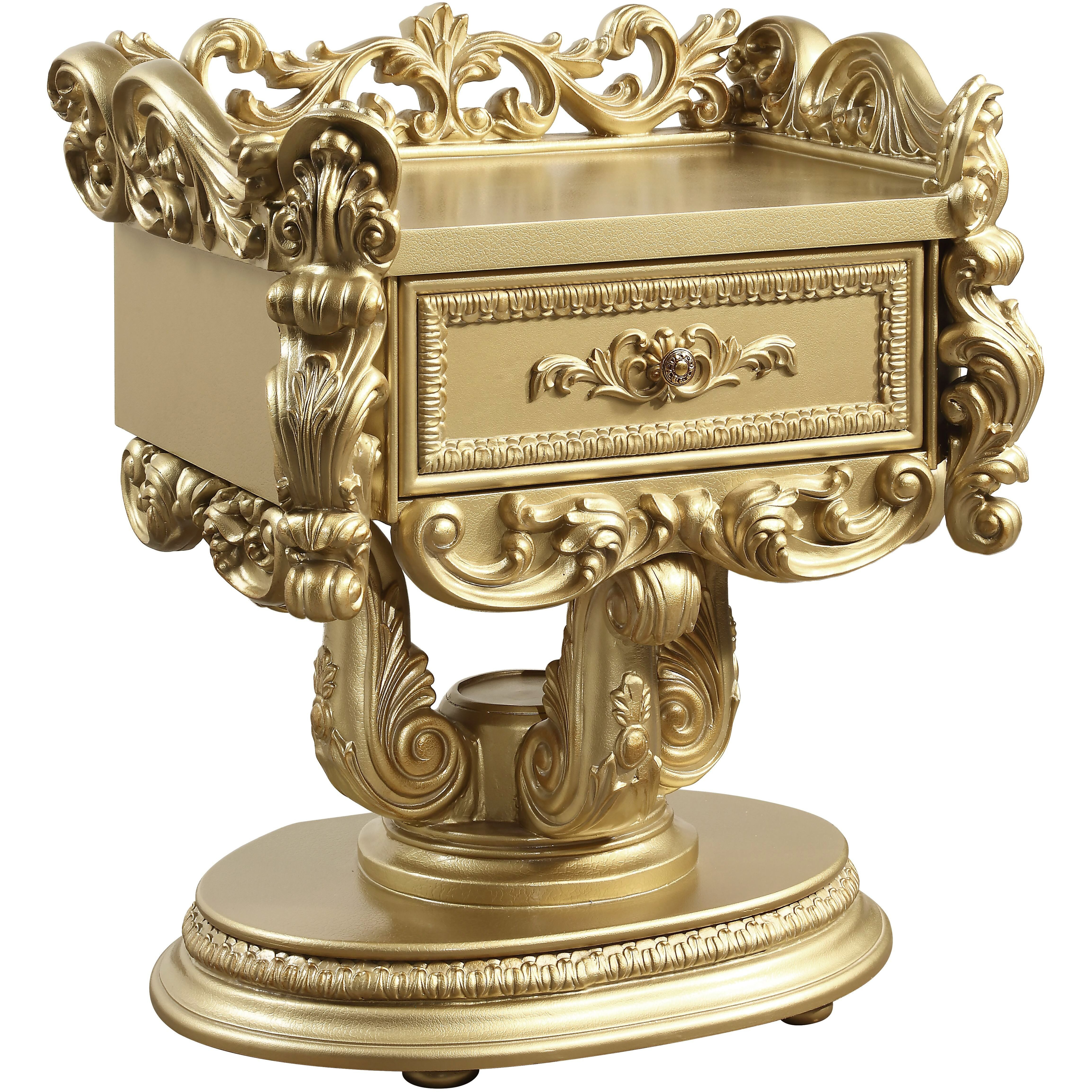 Gold 1-Drawer Nightstand