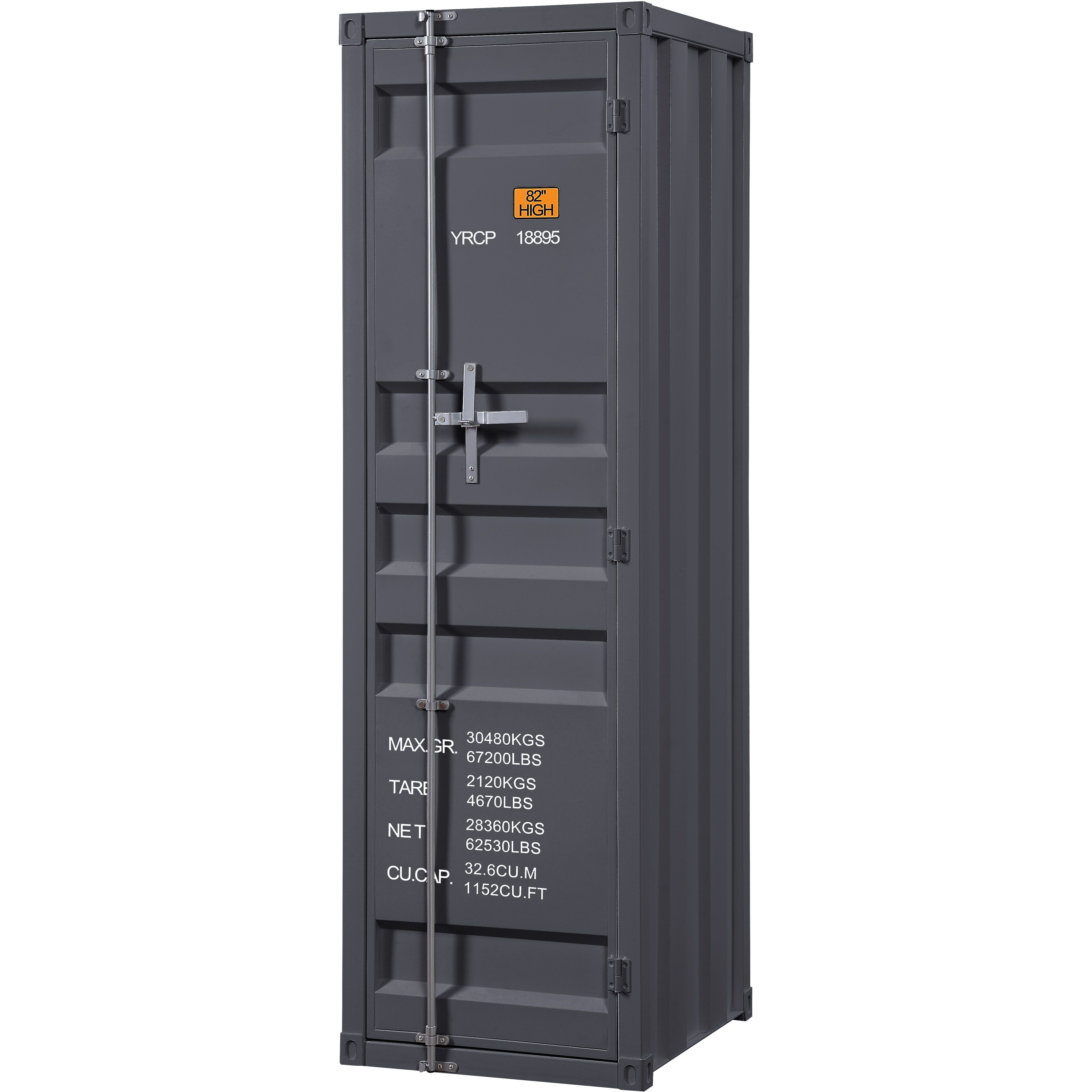 Gunmetal 1-Door Wardrobe With Container Lock