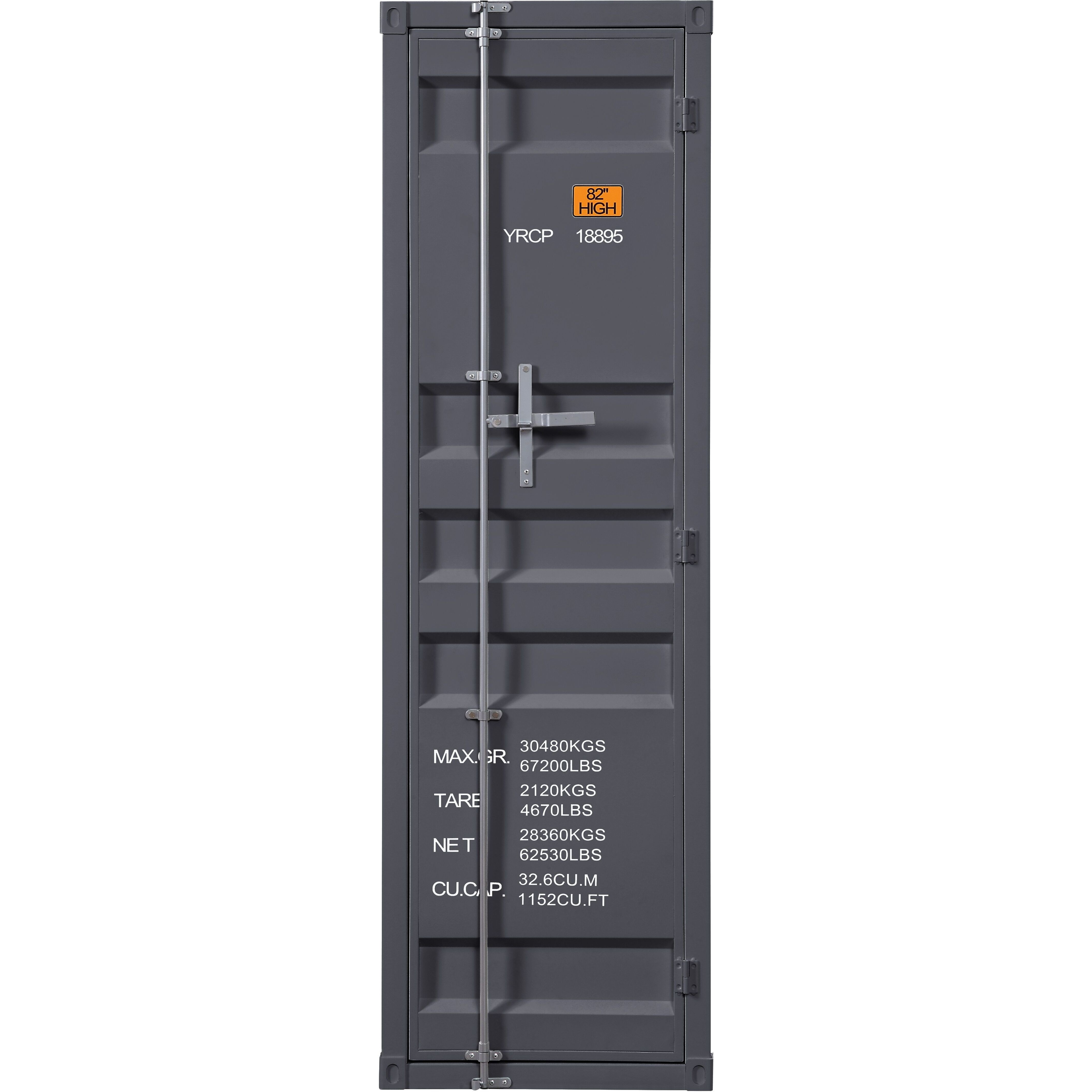 Gunmetal 1-Door Wardrobe With Container Lock