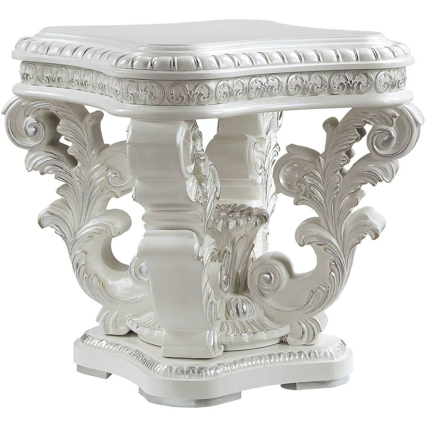 Antique White Square End Table