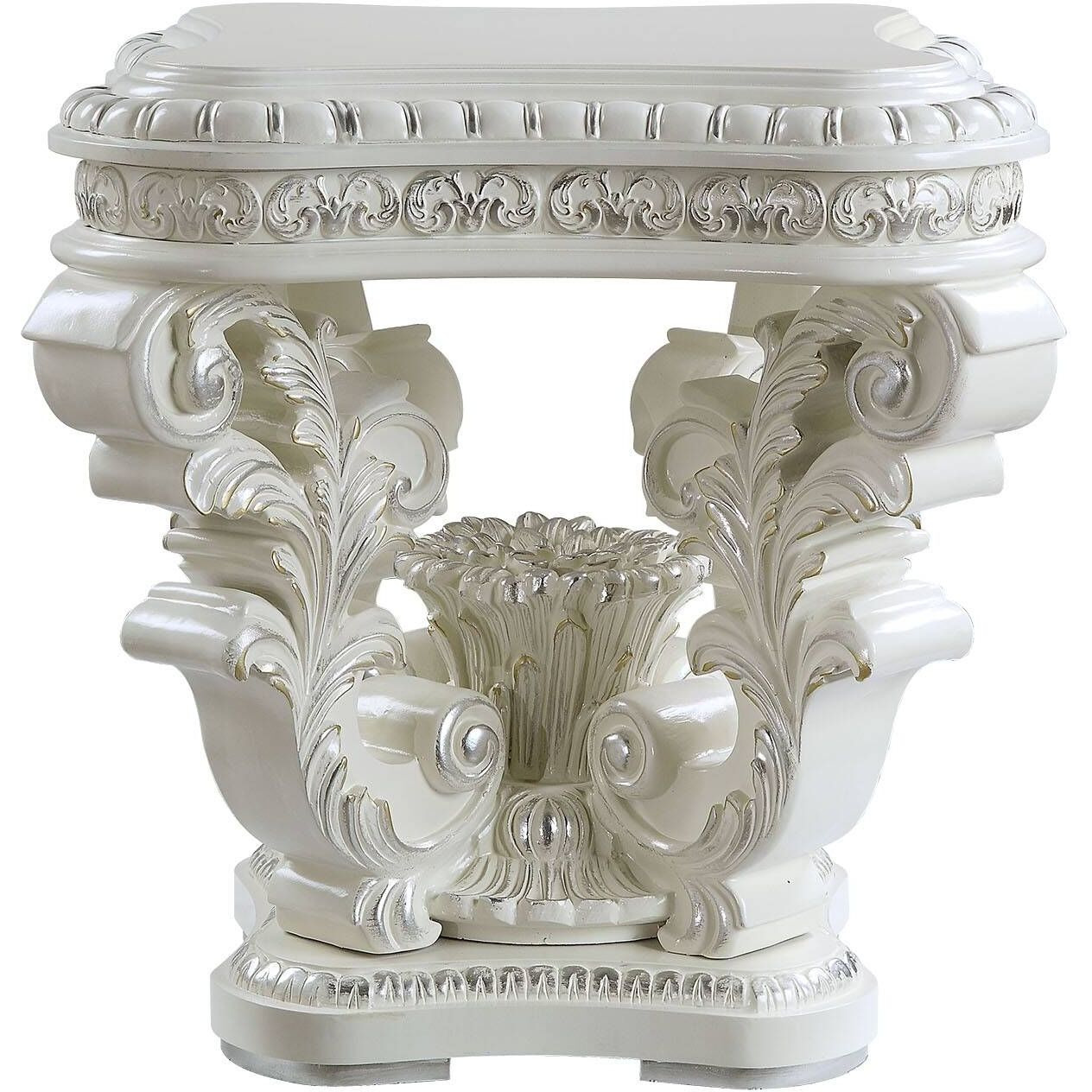Antique White Square End Table