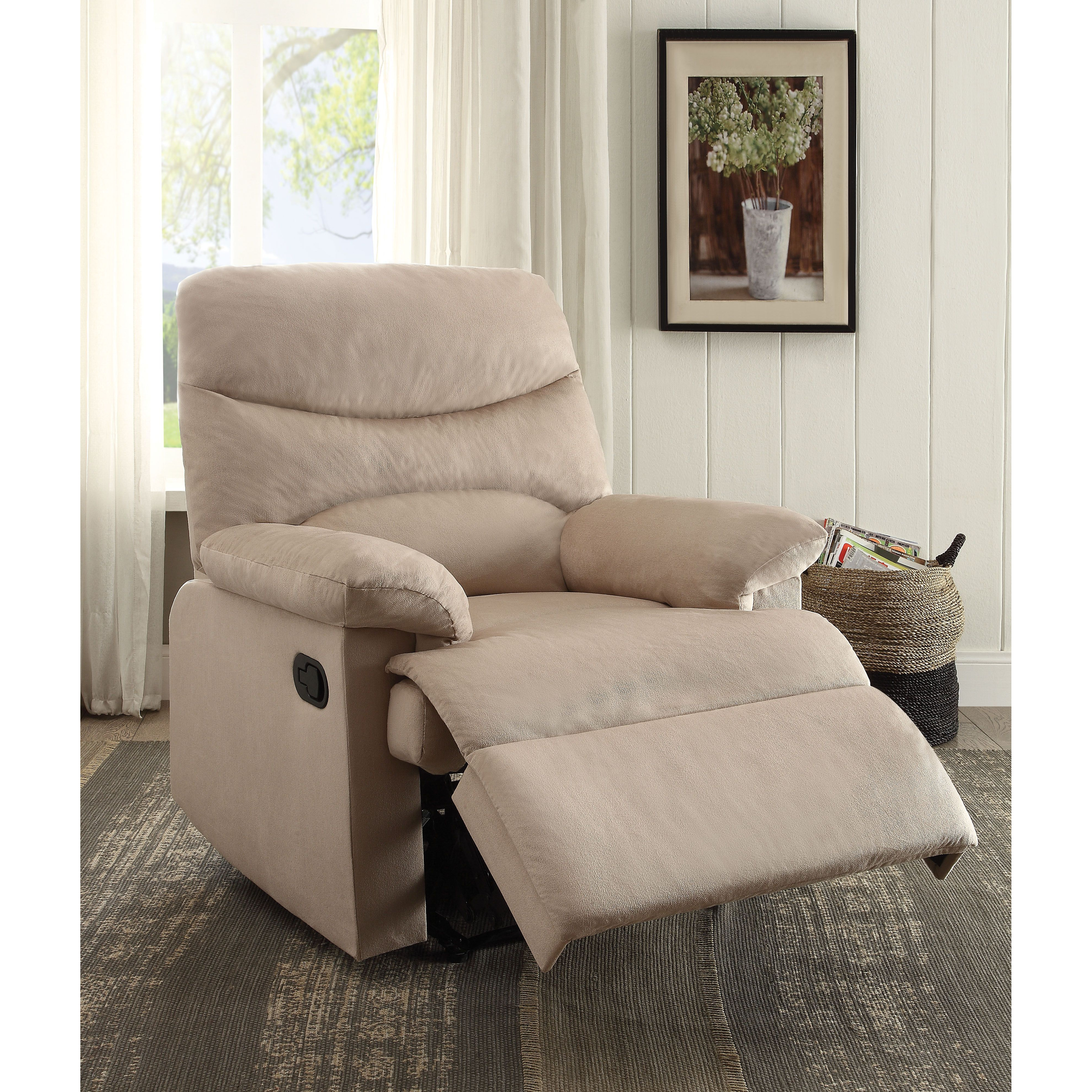 Beige Recliner With Pillow Top Arm