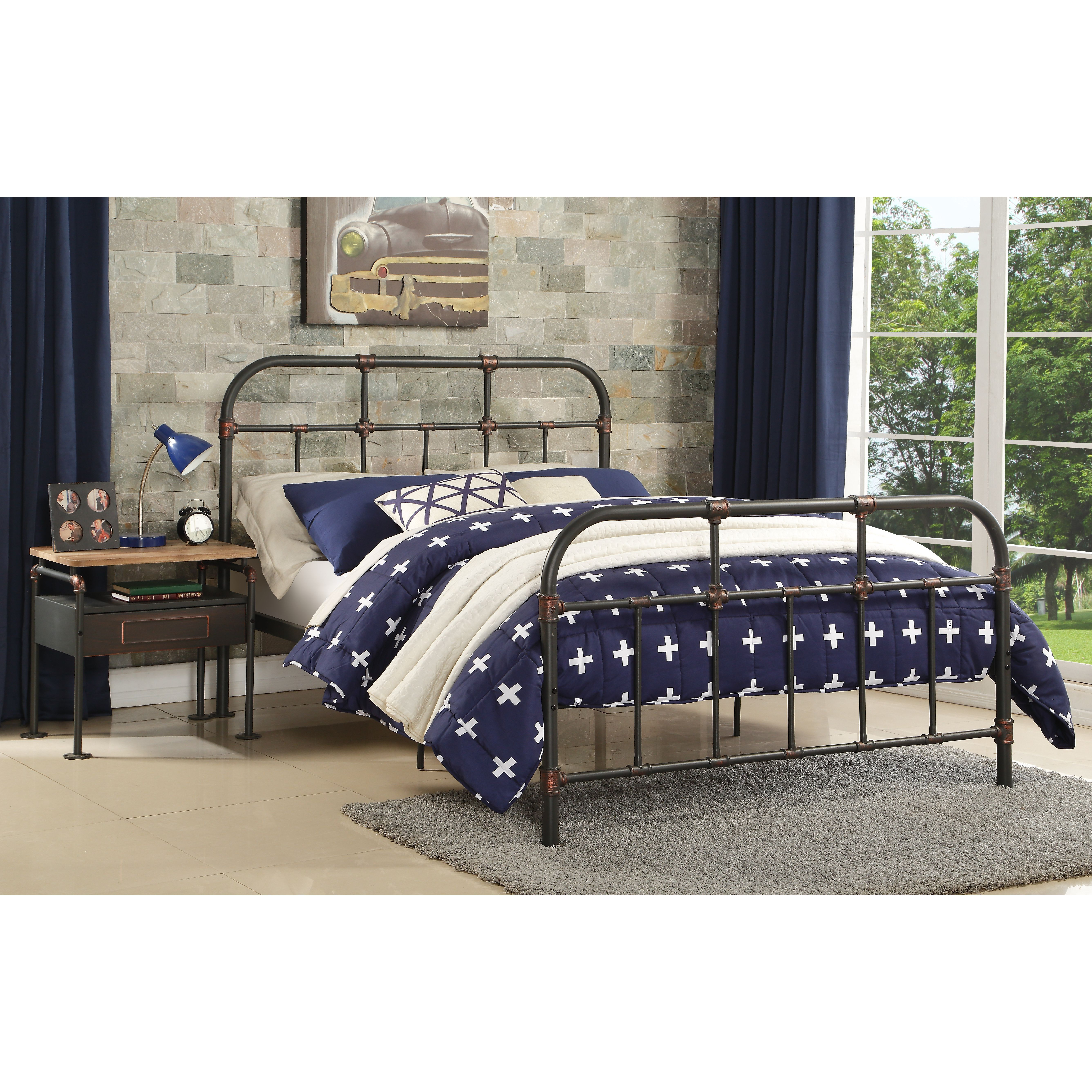Sandy Grey Full Panel Bed With Slat