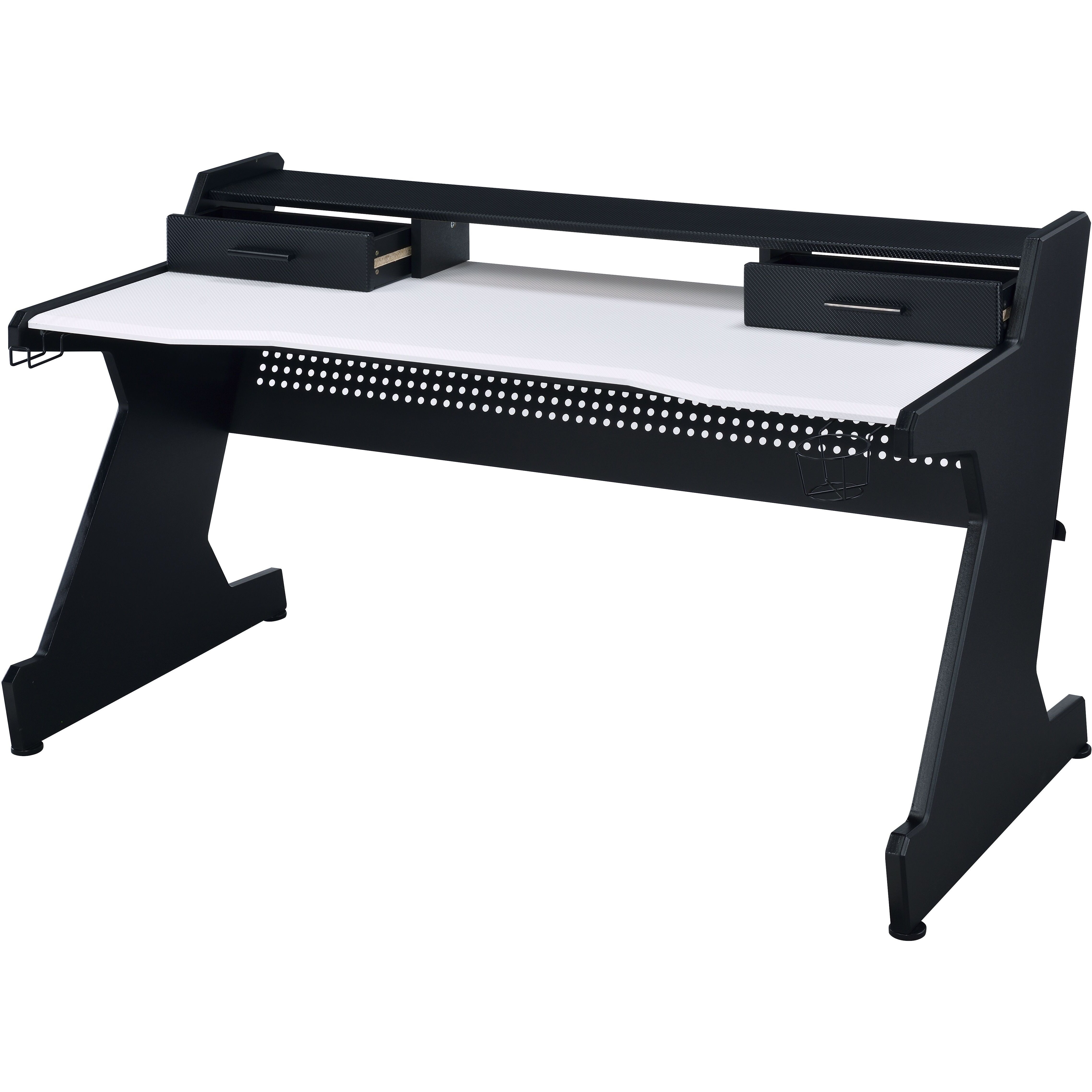 Black And White 2-Drawer Gaming Desk