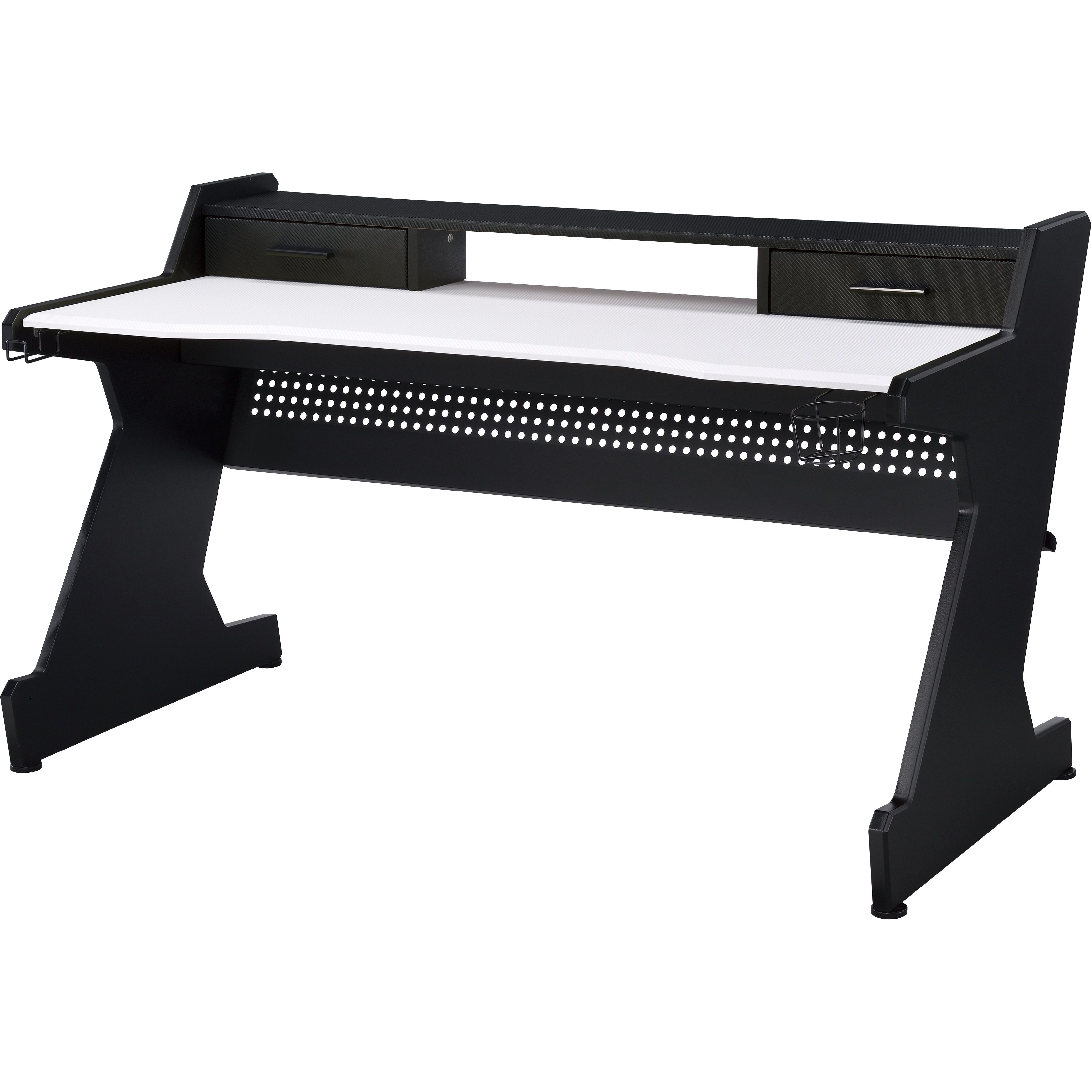 Black And White 2-Drawer Gaming Desk