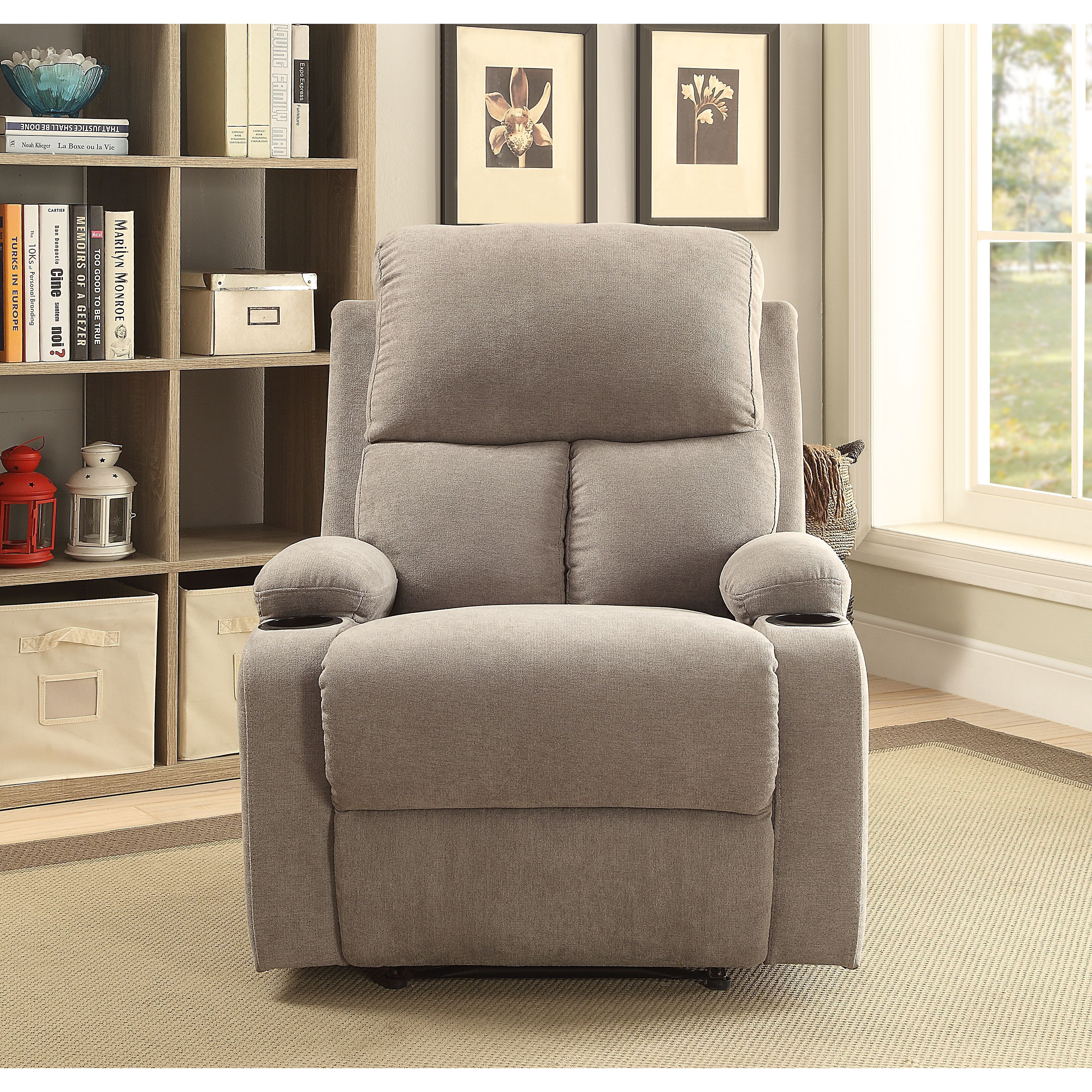 Grey Recliner With Cup Holder