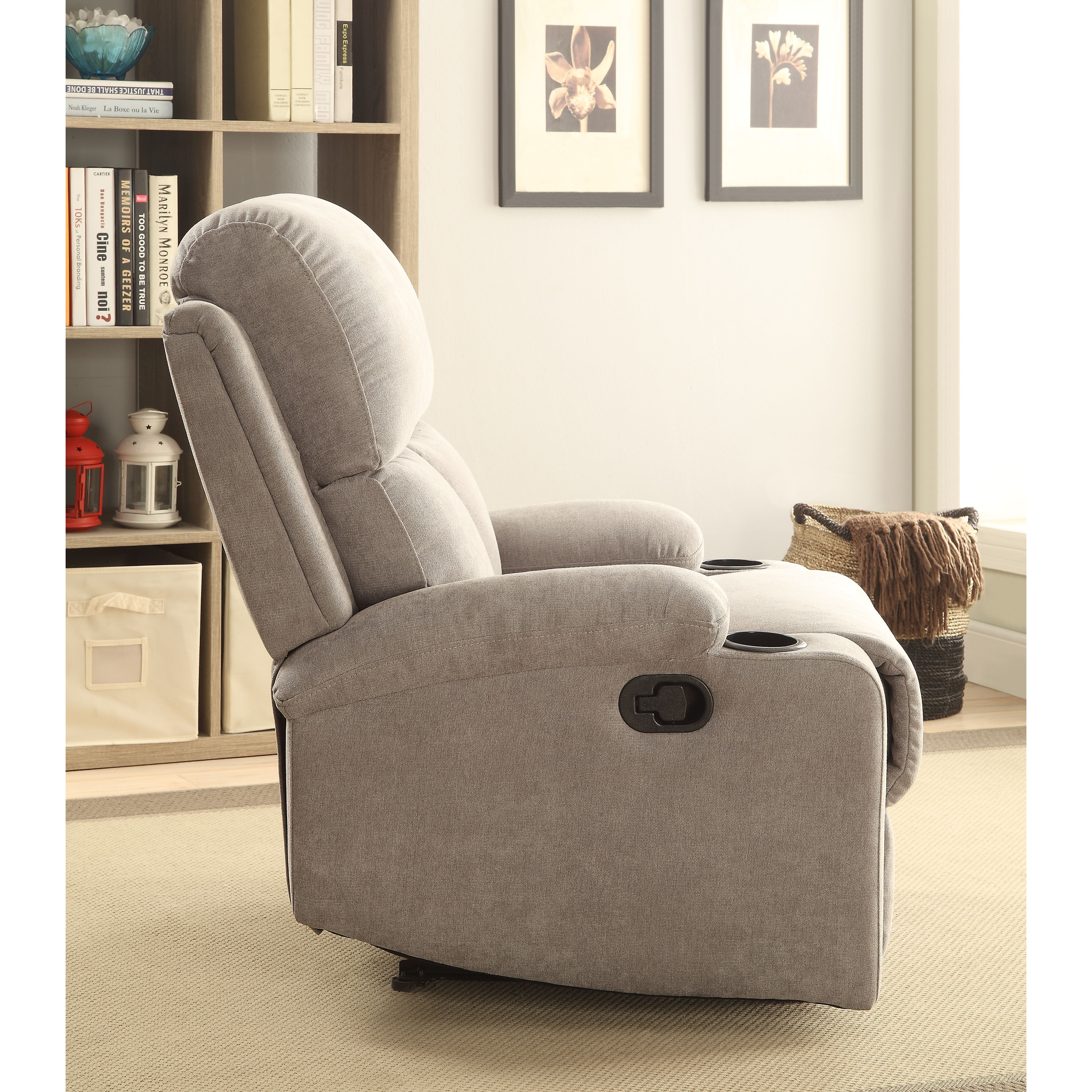 Grey Recliner With Cup Holder