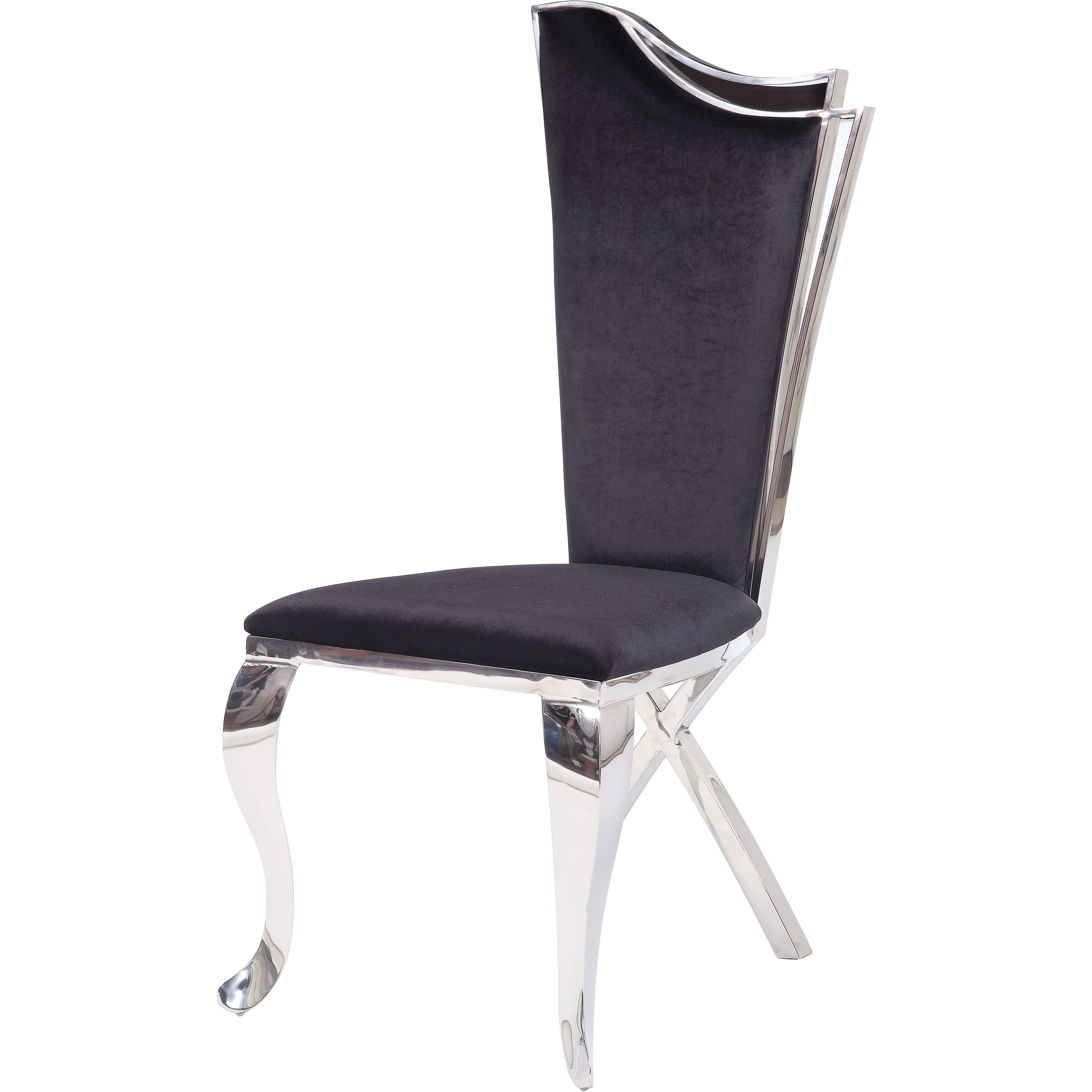 Black And Stainless Steel Side Chair With X-Shaped Back Leg (Set Of 2)