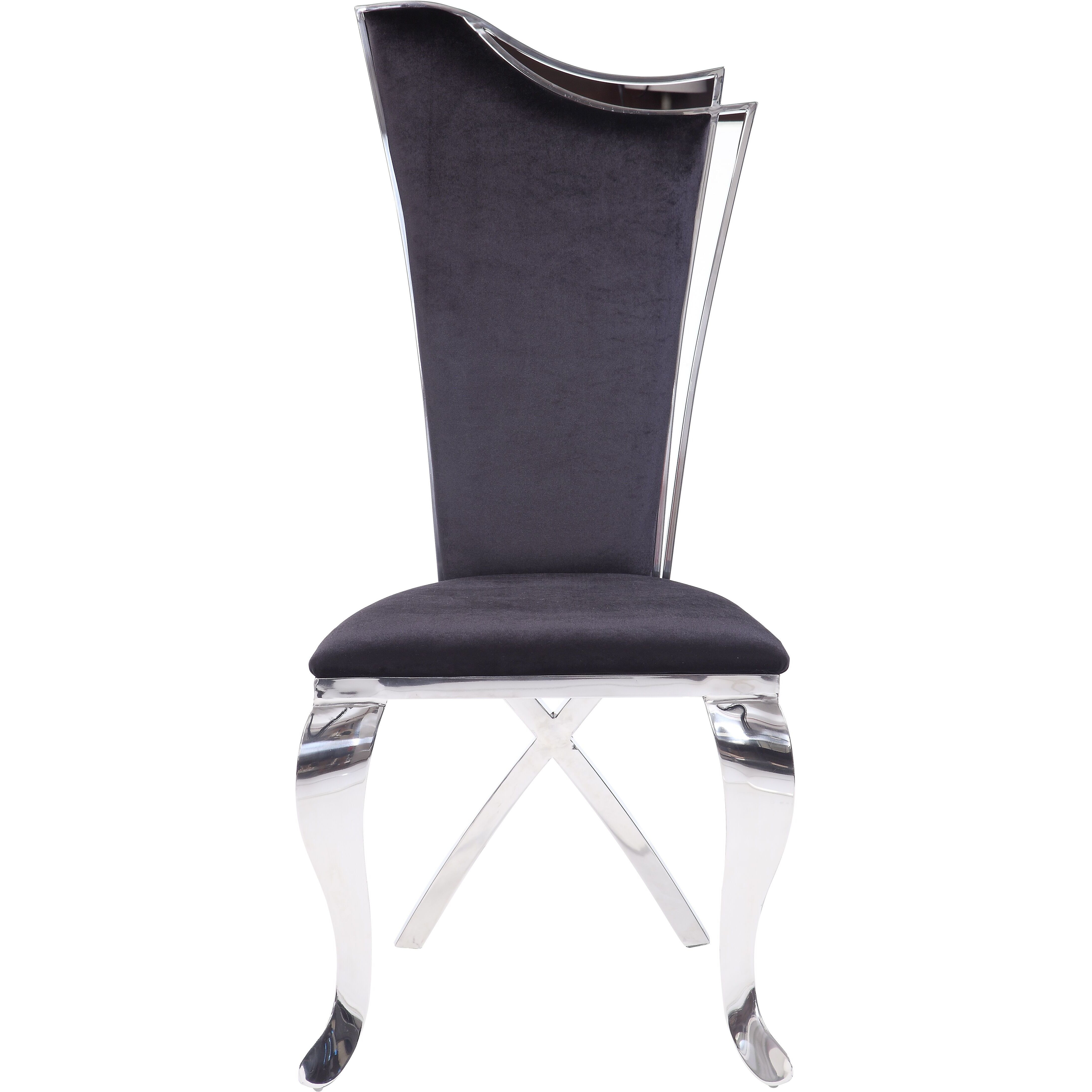 Black And Stainless Steel Side Chair With X-Shaped Back Leg (Set Of 2)