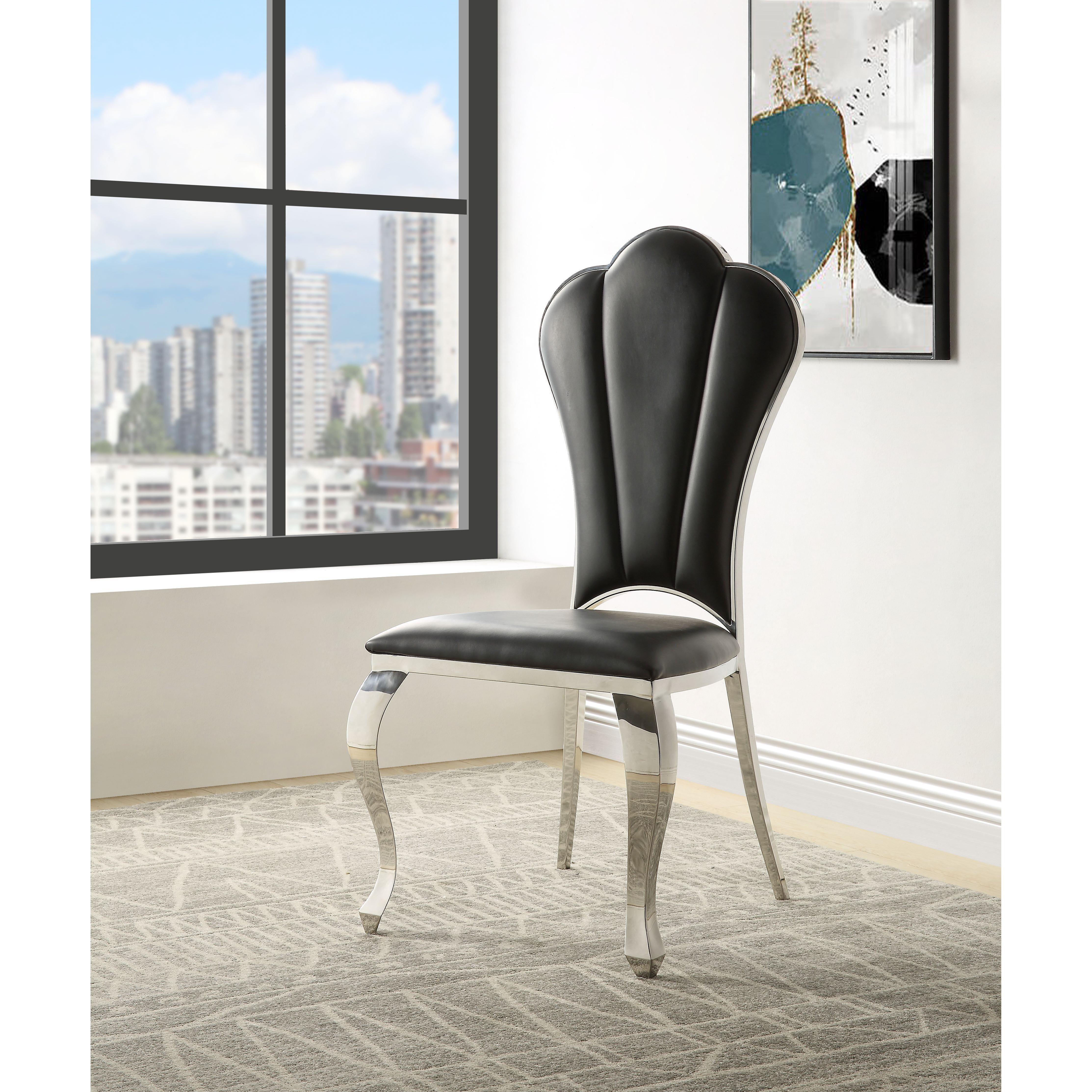 Black Side Chair With Tufted Back (Set Of 2)