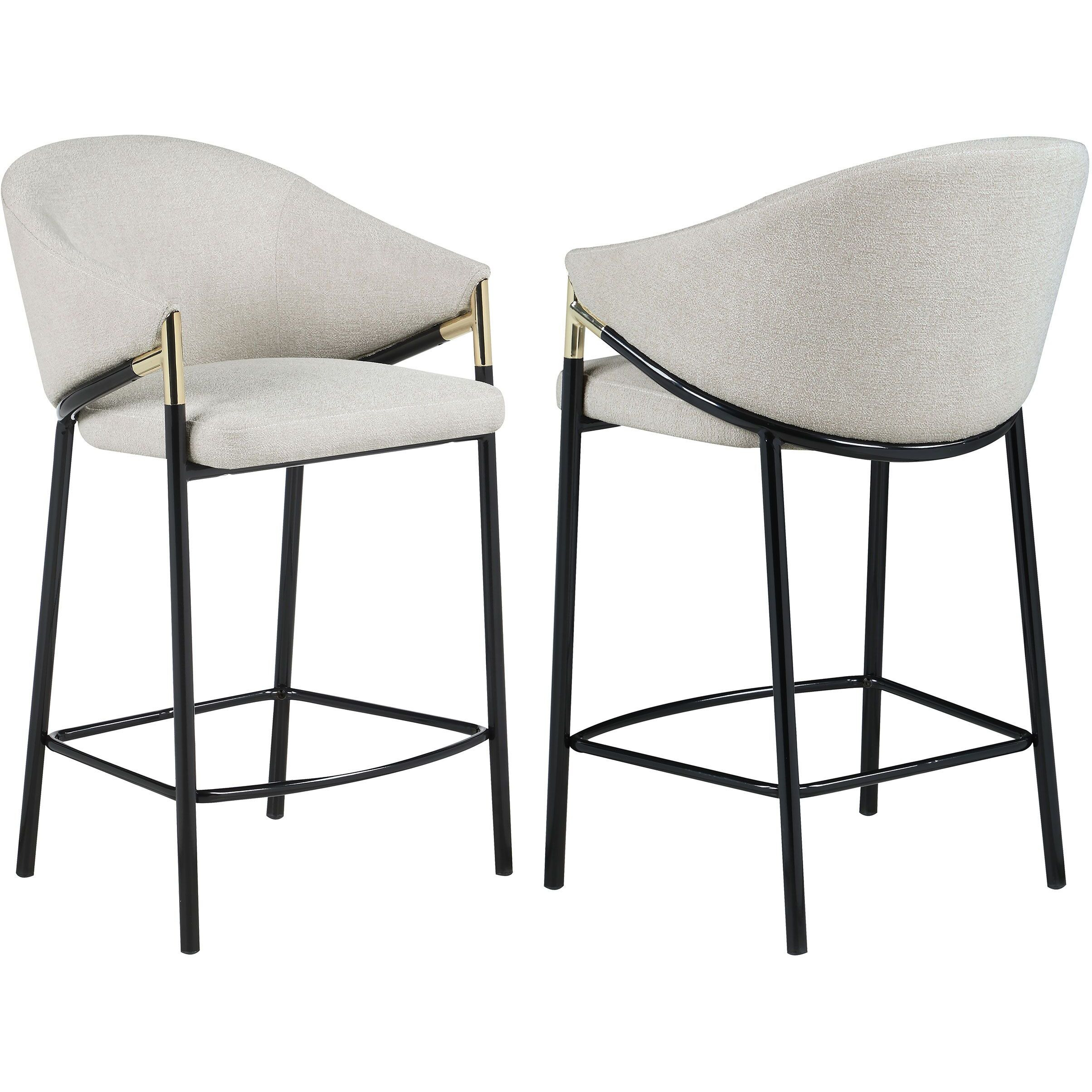 Beige And Glossy Black Sloped Arm Counter Height Stools (Set Of 2)