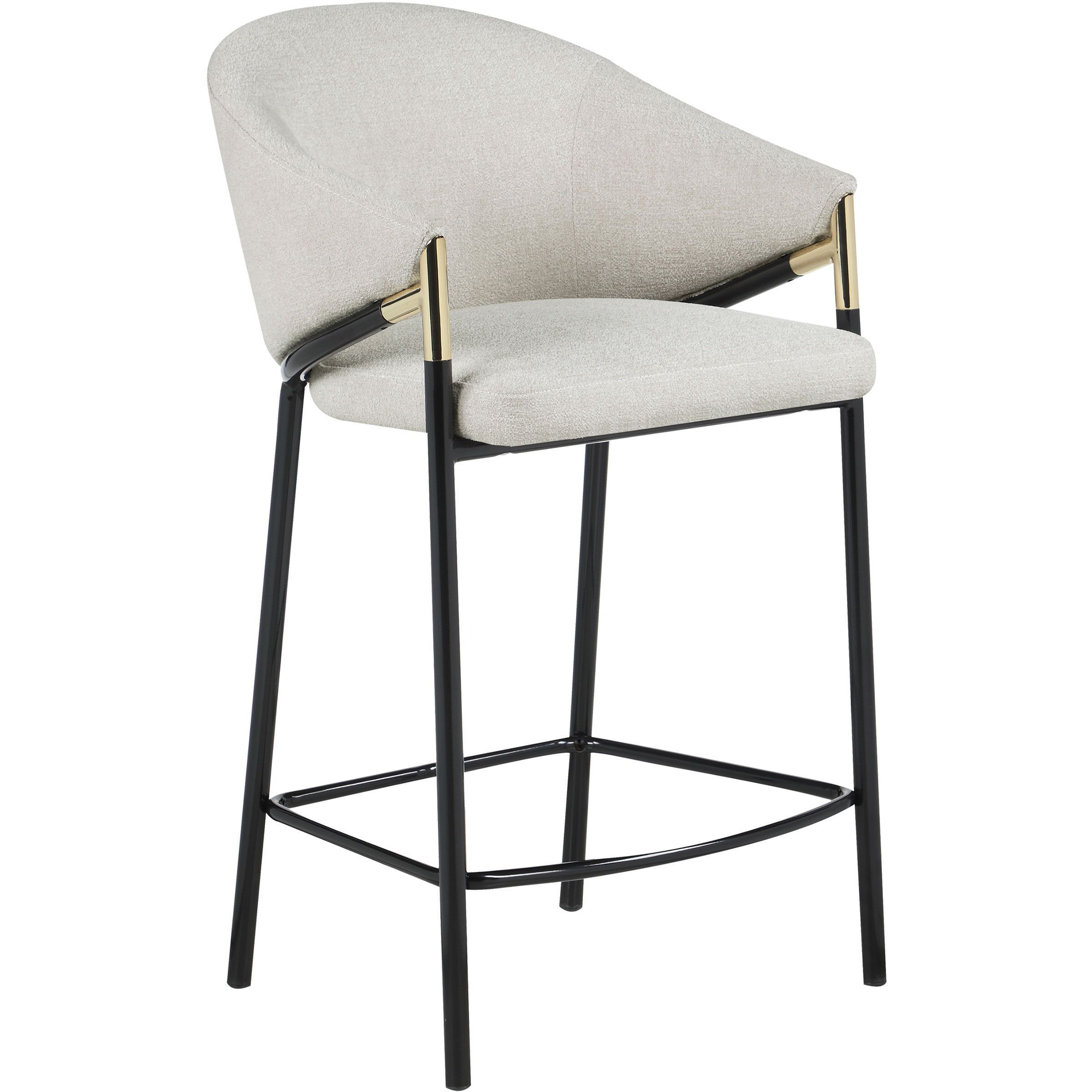 Beige And Glossy Black Sloped Arm Counter Height Stools (Set Of 2)