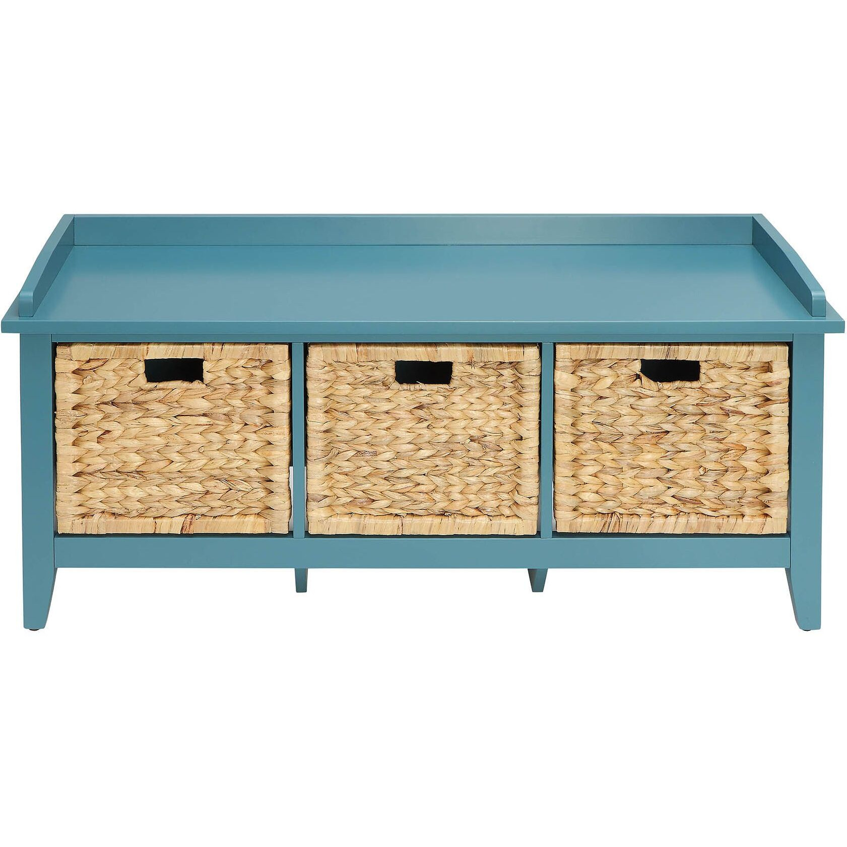 Beige And Teal Bench With 3-Drawer