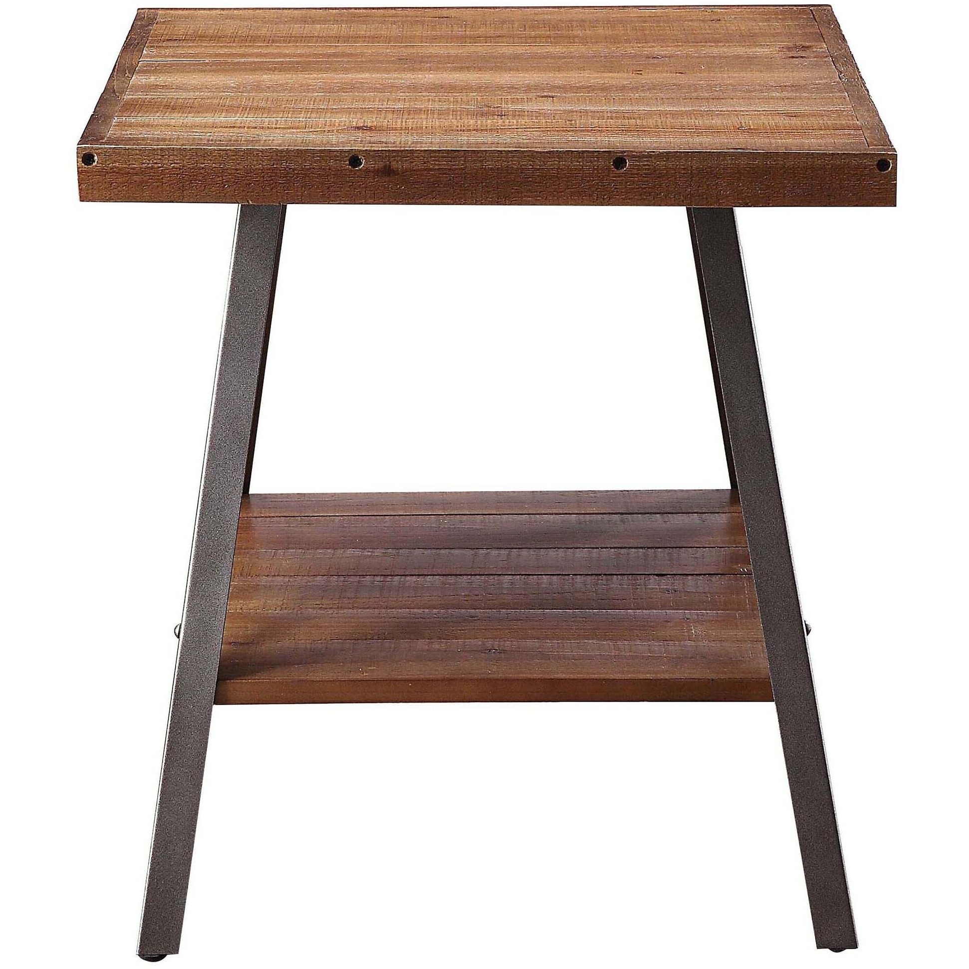 Weathered Oak And Sandy Black End Table With Shelf (Set Of 2)