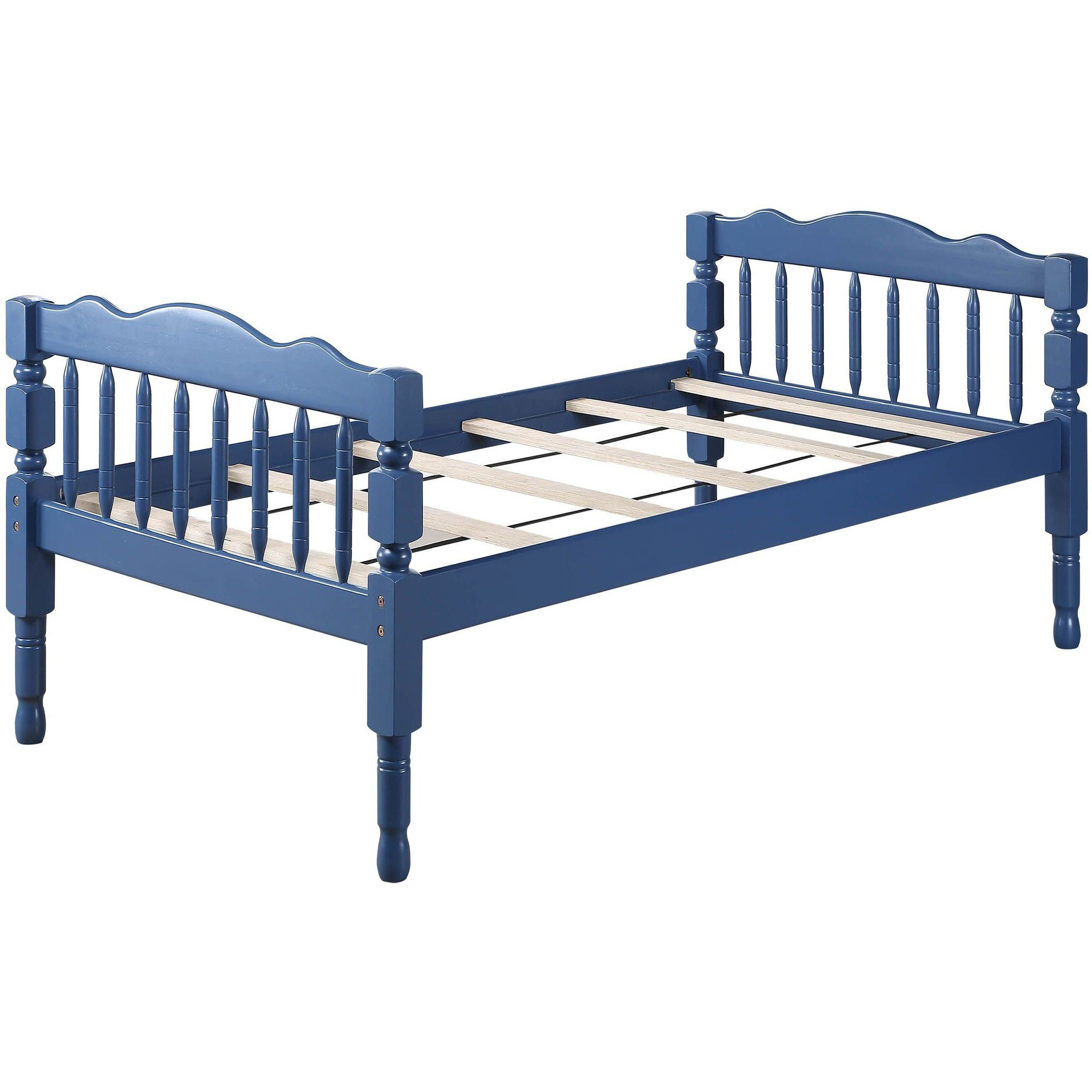 Blue Twin Over Twin Bunk Bed With Built-In Ladder