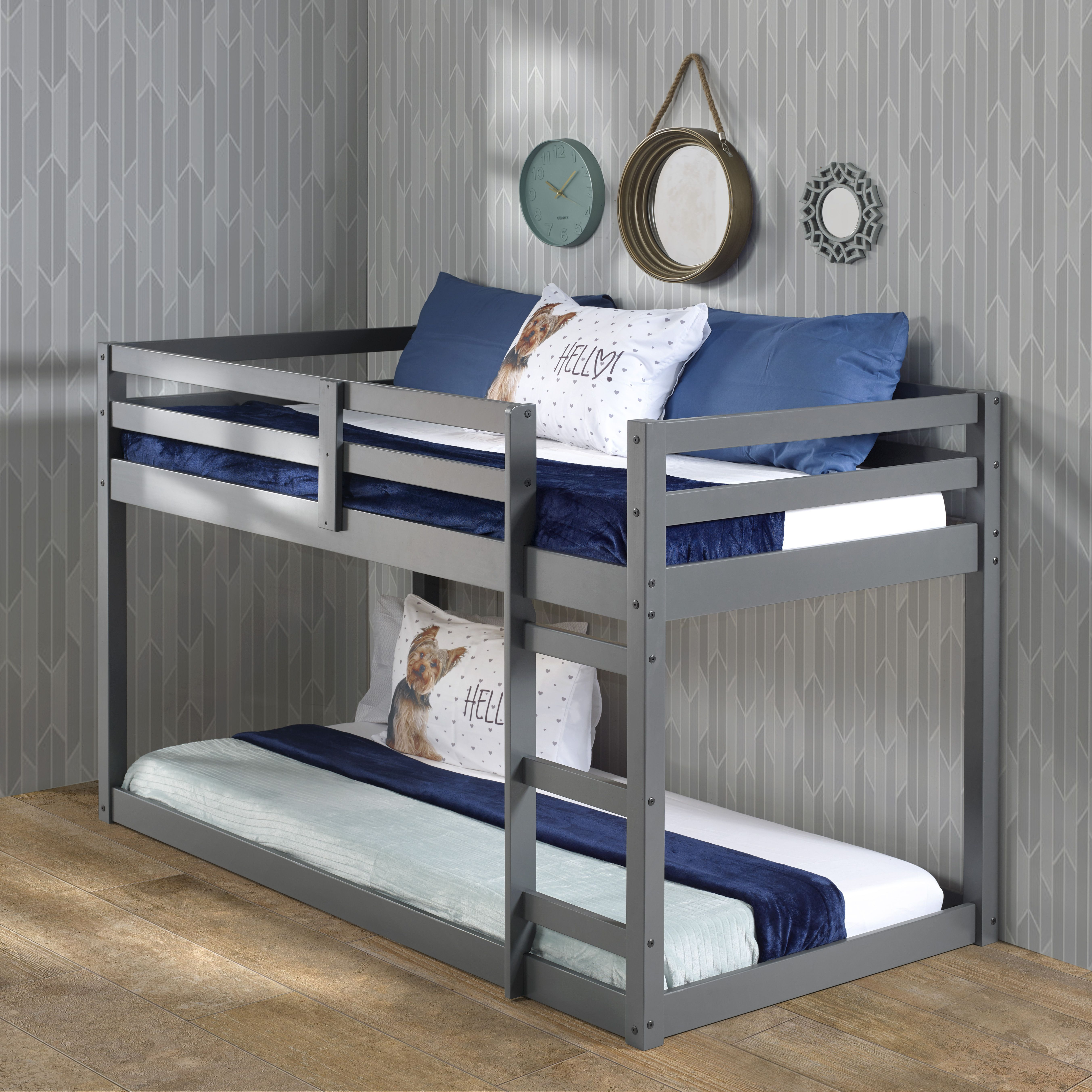 Grey Twin Loft Bed With Ladder