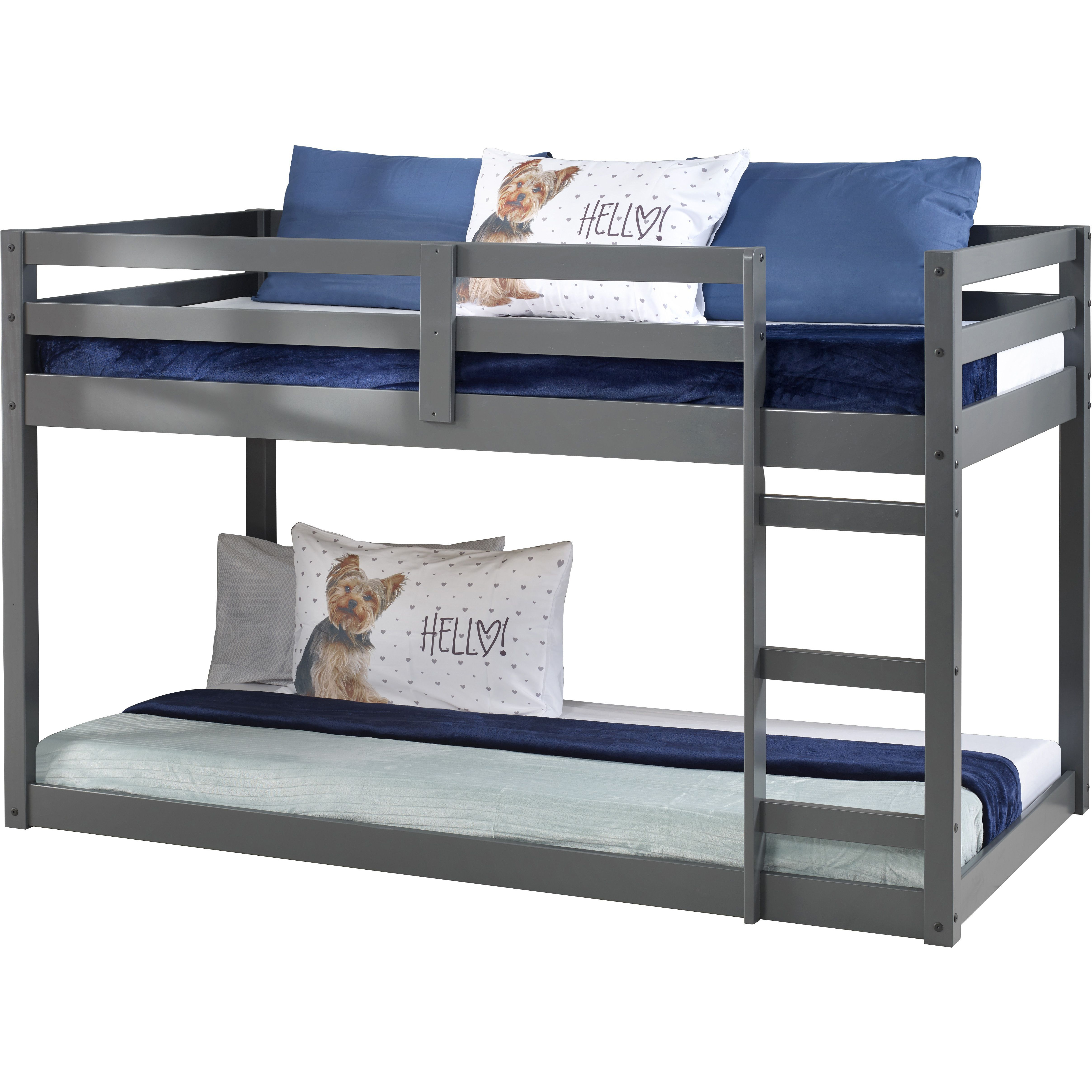 Grey Twin Loft Bed With Ladder
