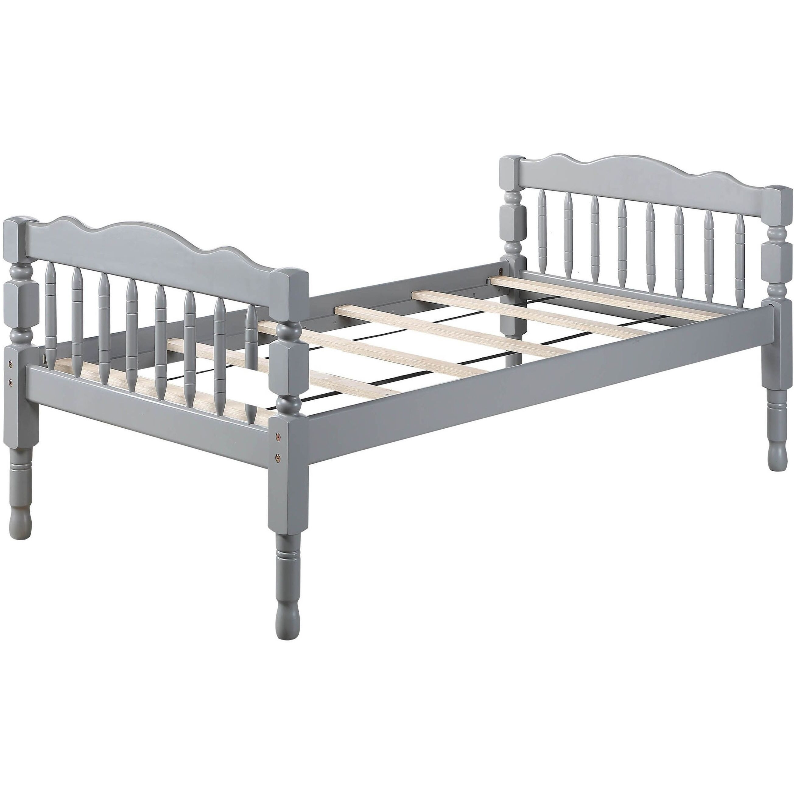 Grey Twin Over Twin Bunk Bed With Built-In Ladder