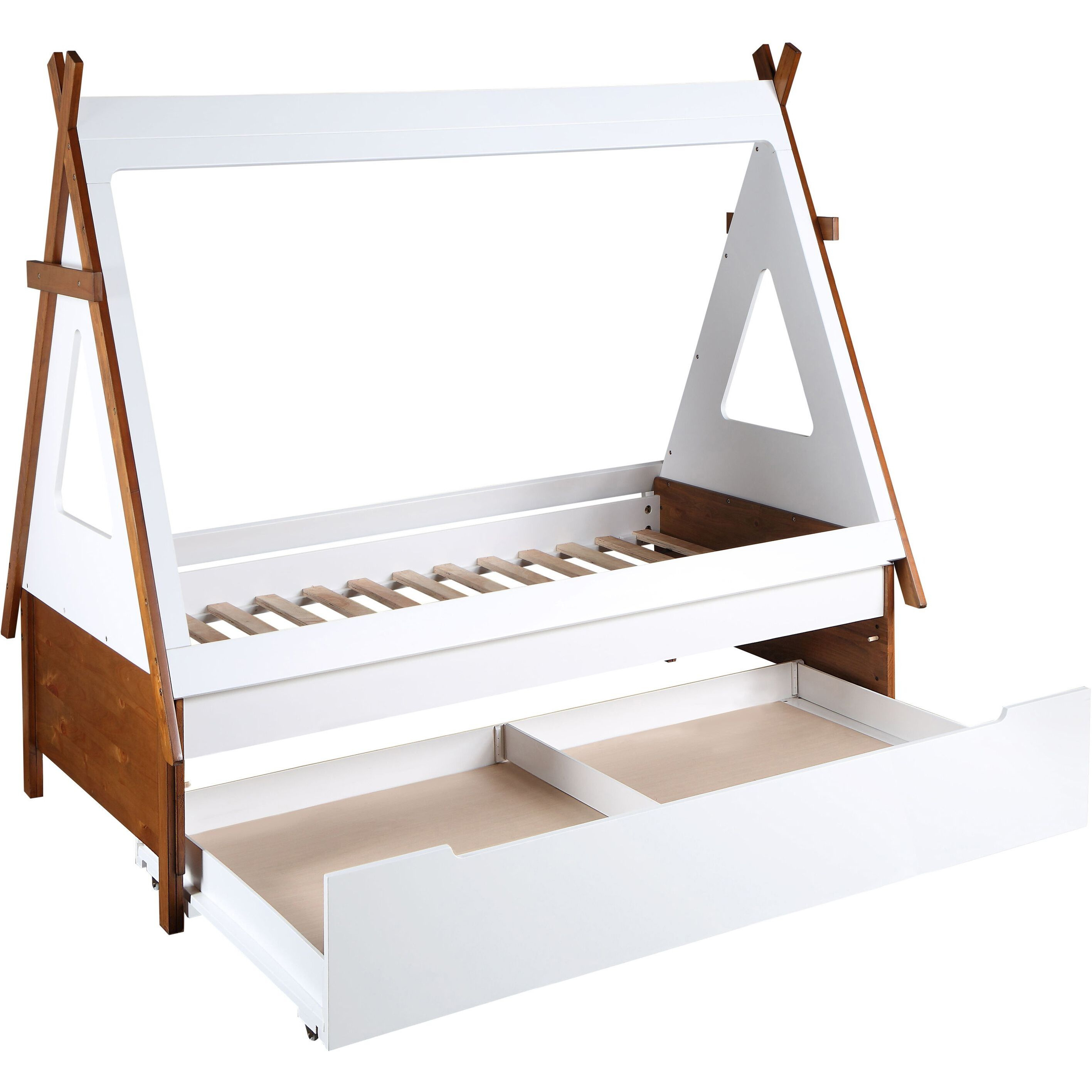 Oak And White Twin Tent-Shaped Bed