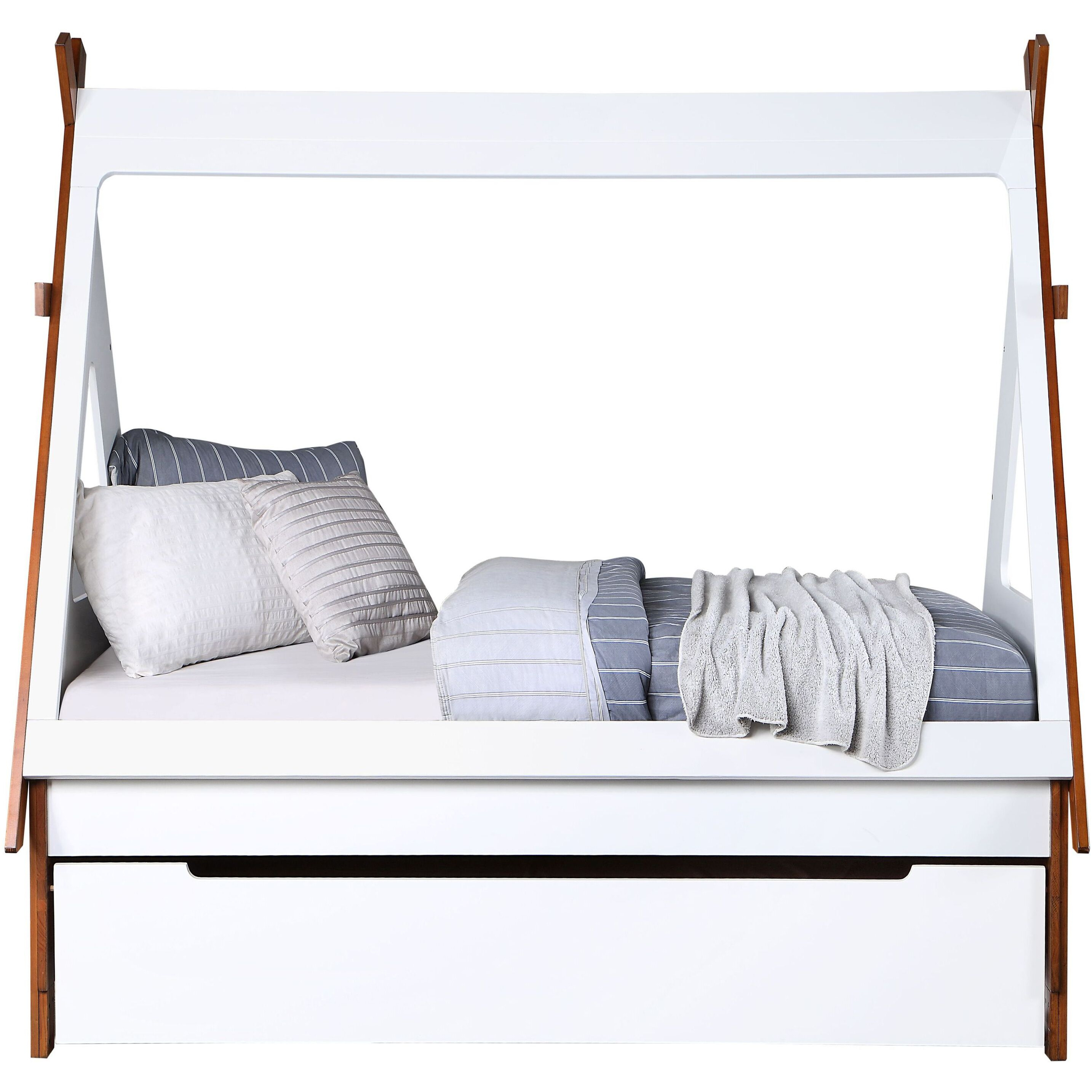 Oak And White Twin Tent-Shaped Bed