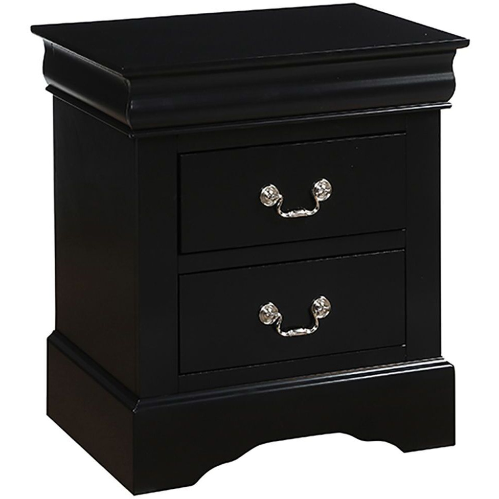 Black 2-Drawer Nightstand