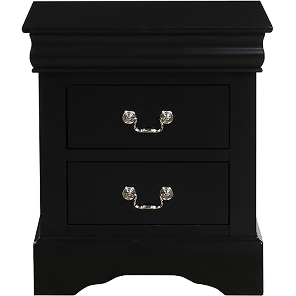 Black 2-Drawer Nightstand