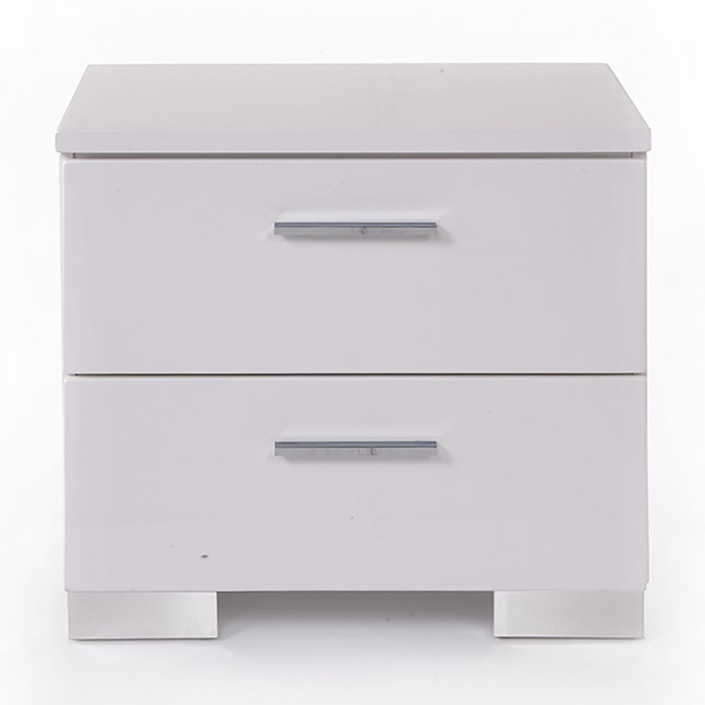 White And Chrome 2-Drawer Nightstand