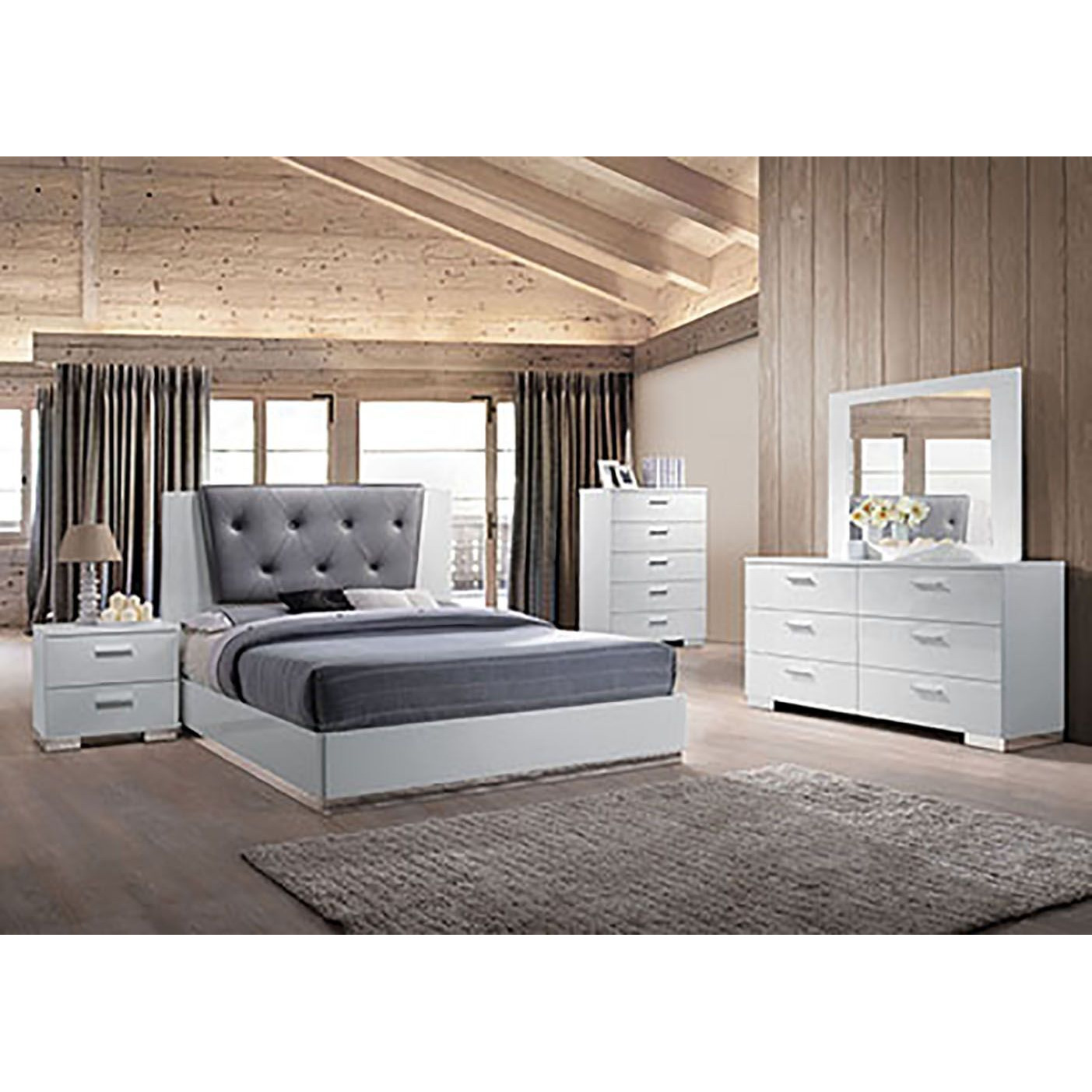 White And Chrome 2-Drawer Nightstand