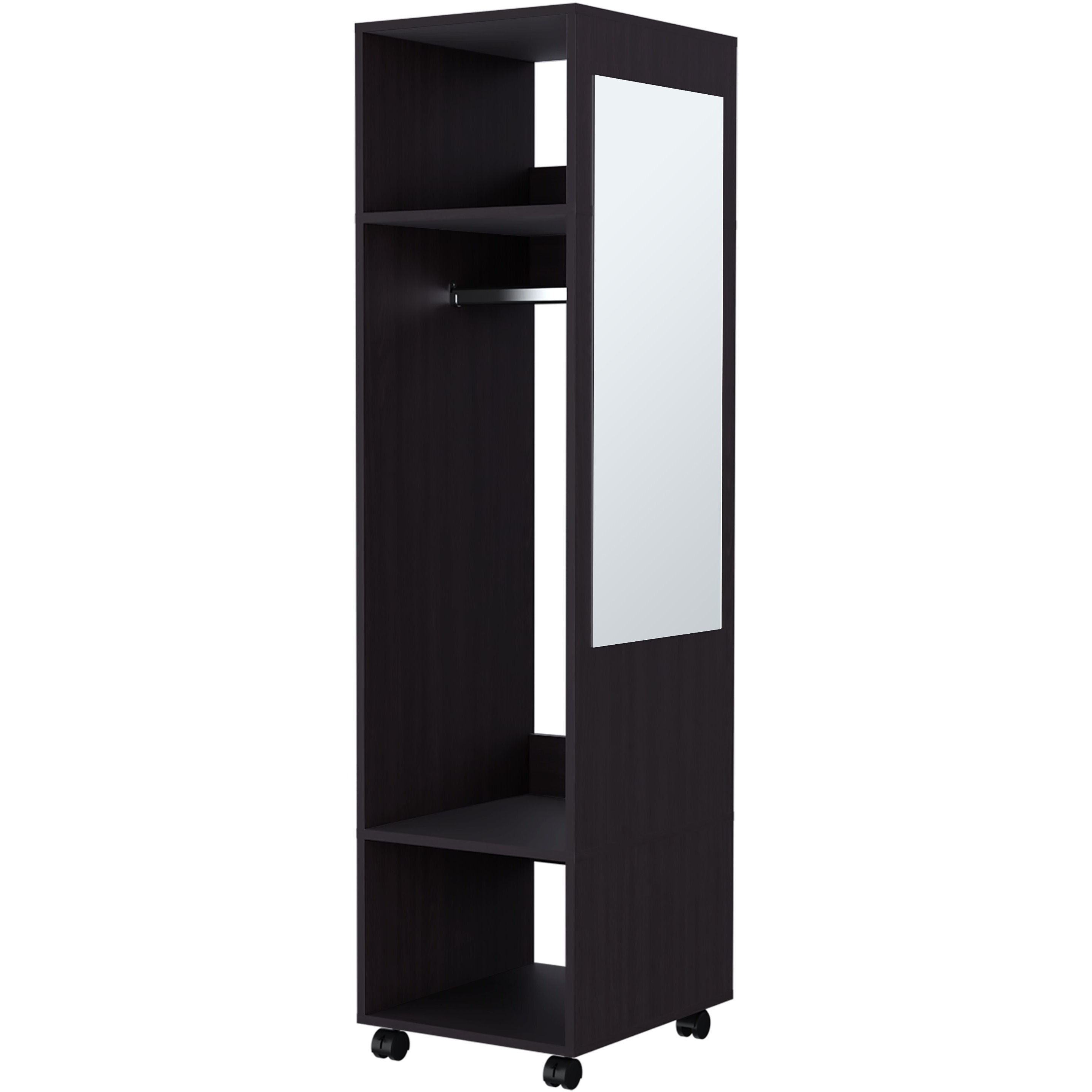 Benson Wardrobe In Melamine With Mirror And Open Storage