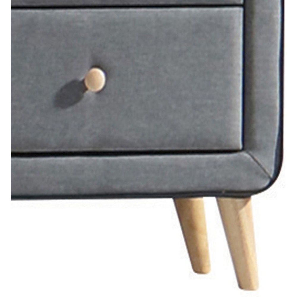 Light Grey Upholstered 6-Drawer Double Dresser